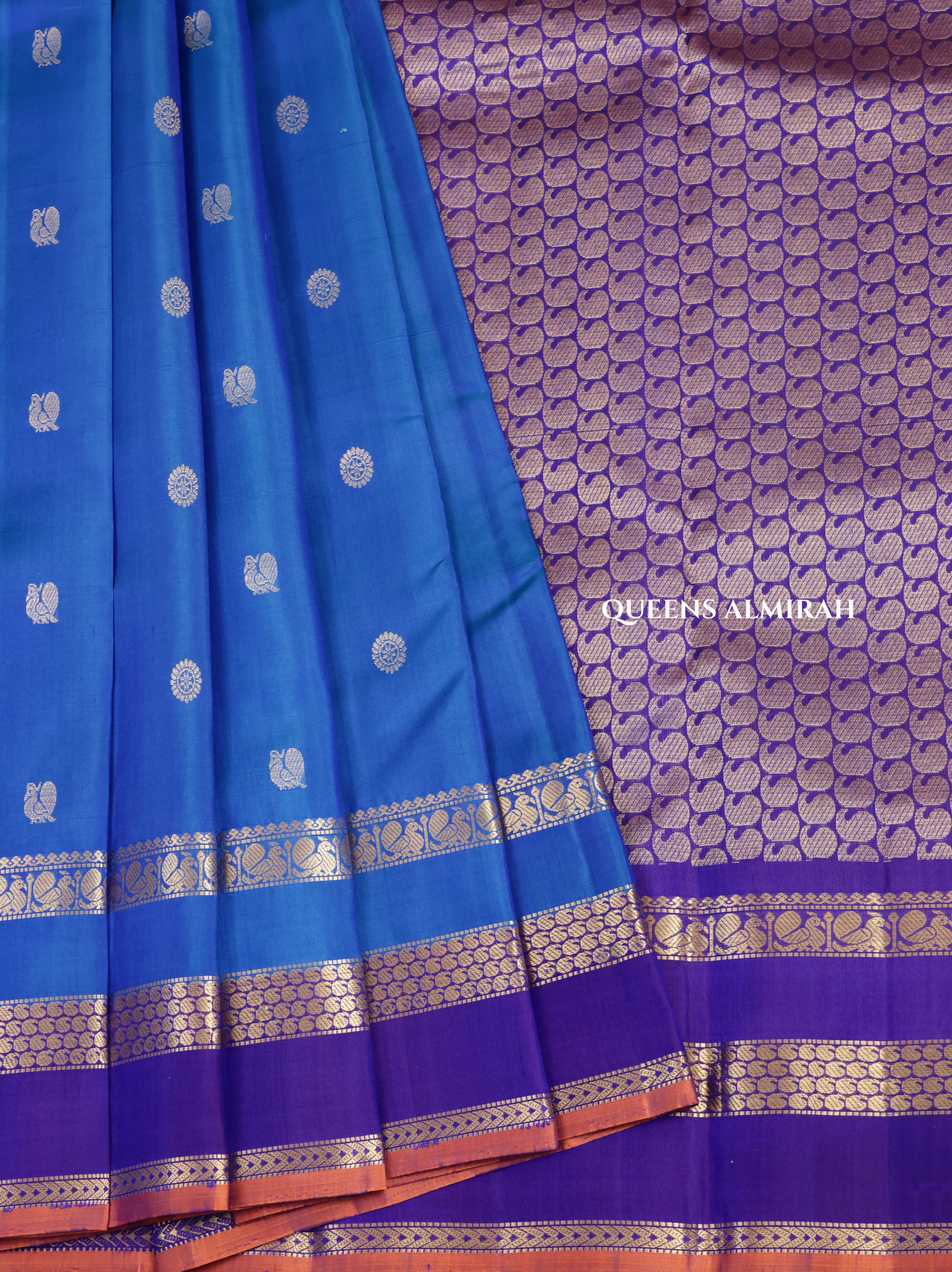Blue With Violet Pure Kanchivaram Silk Saree