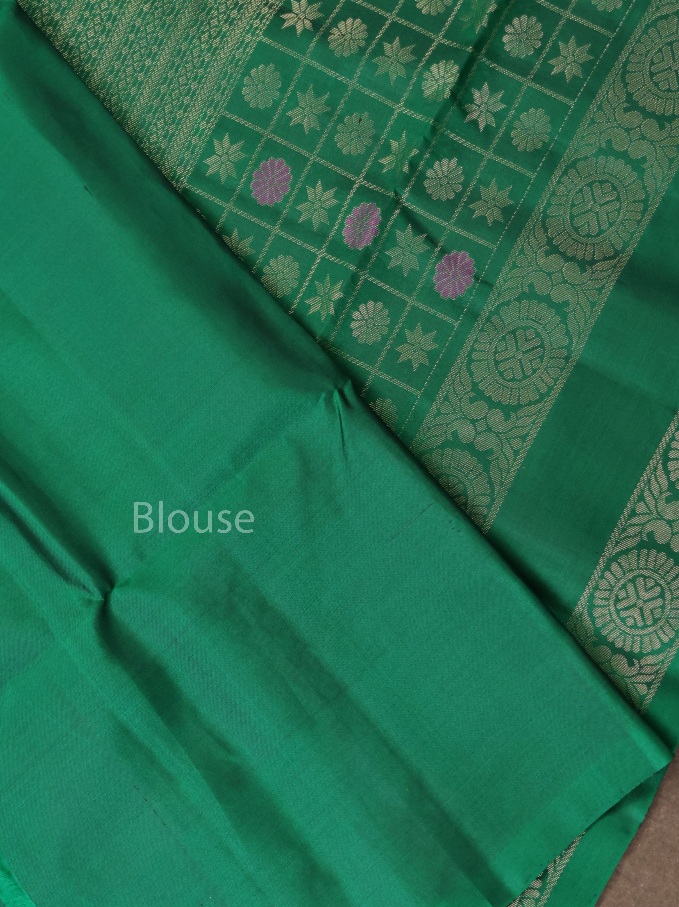Dark Green Athangudi Inspired Pure Soft Silk Saree