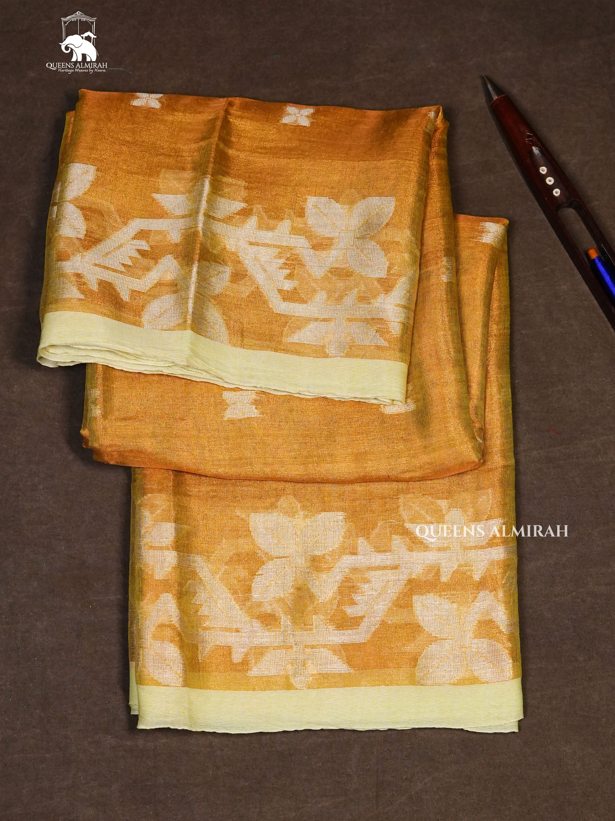 Yellow Linen Tissue Saree
