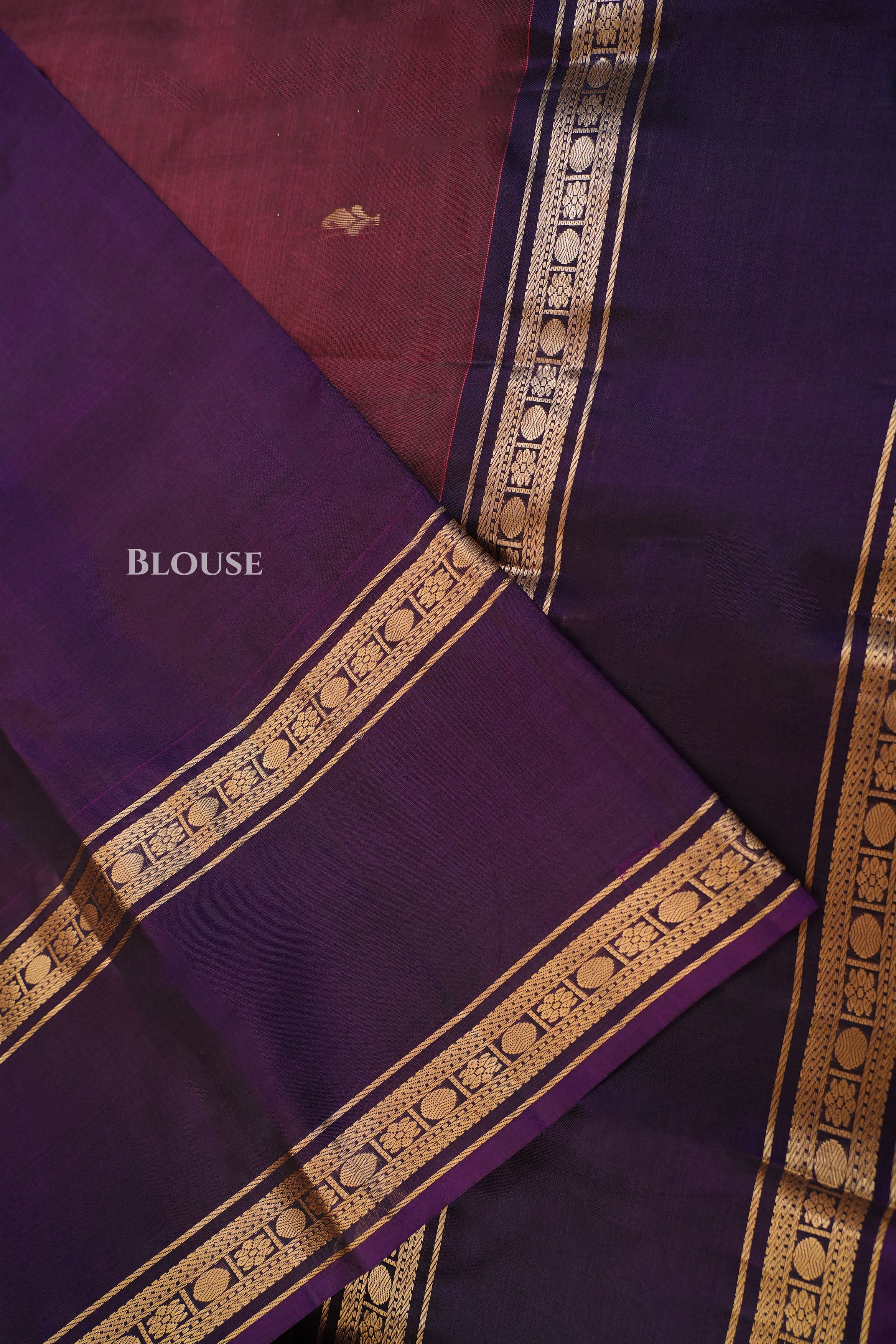 Chocolate Brown With Purple Pure Kanchivaram Silk Saree