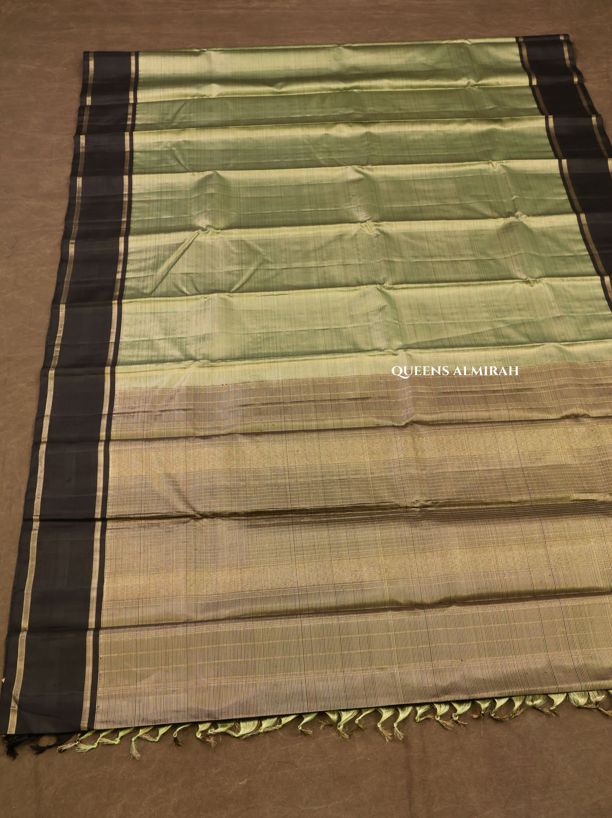 Green With Black Border Pure Kanchivaram Silk Saree