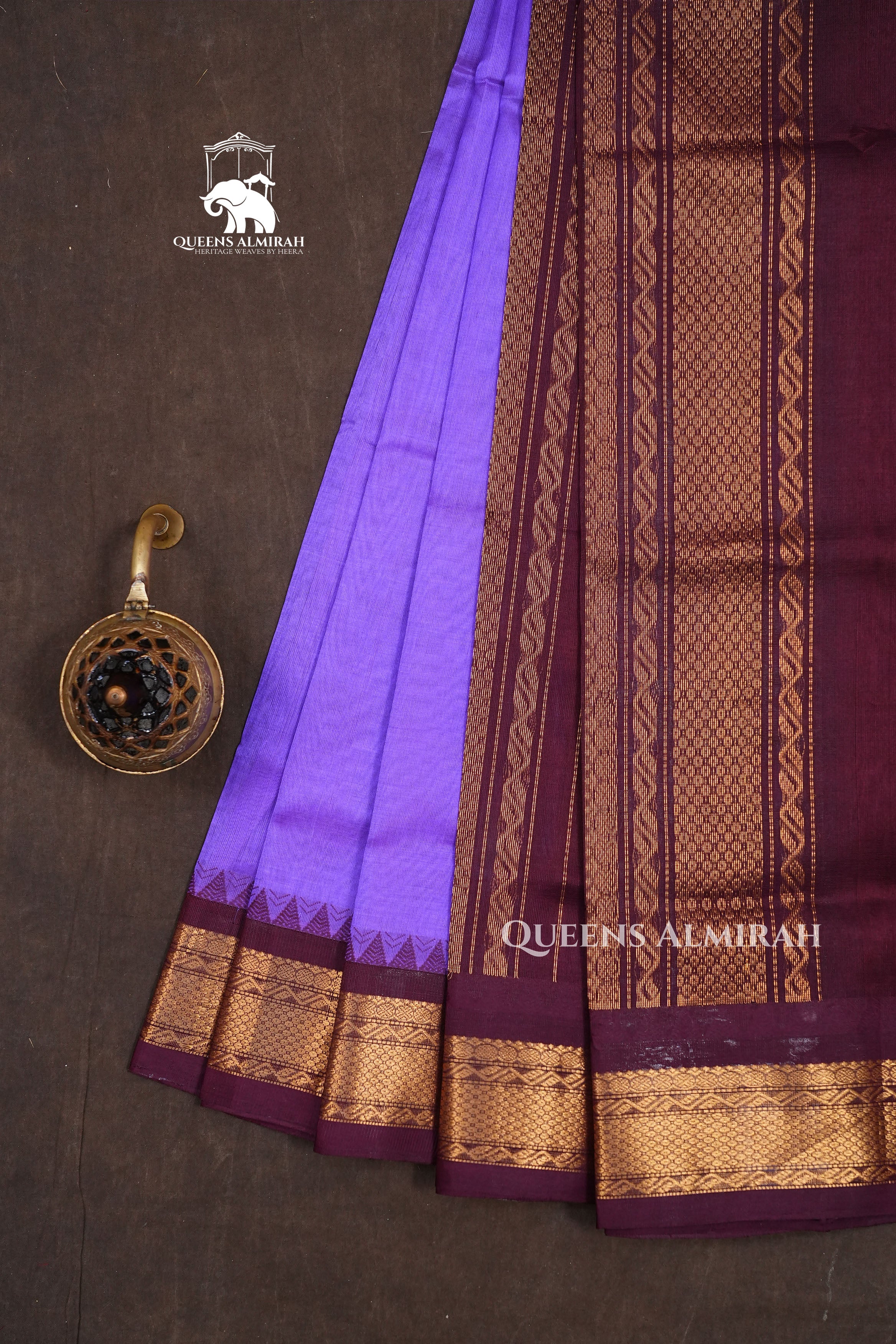 Laveder With Cocoa Bean Pure Kanchi Silk Cotton Saree
