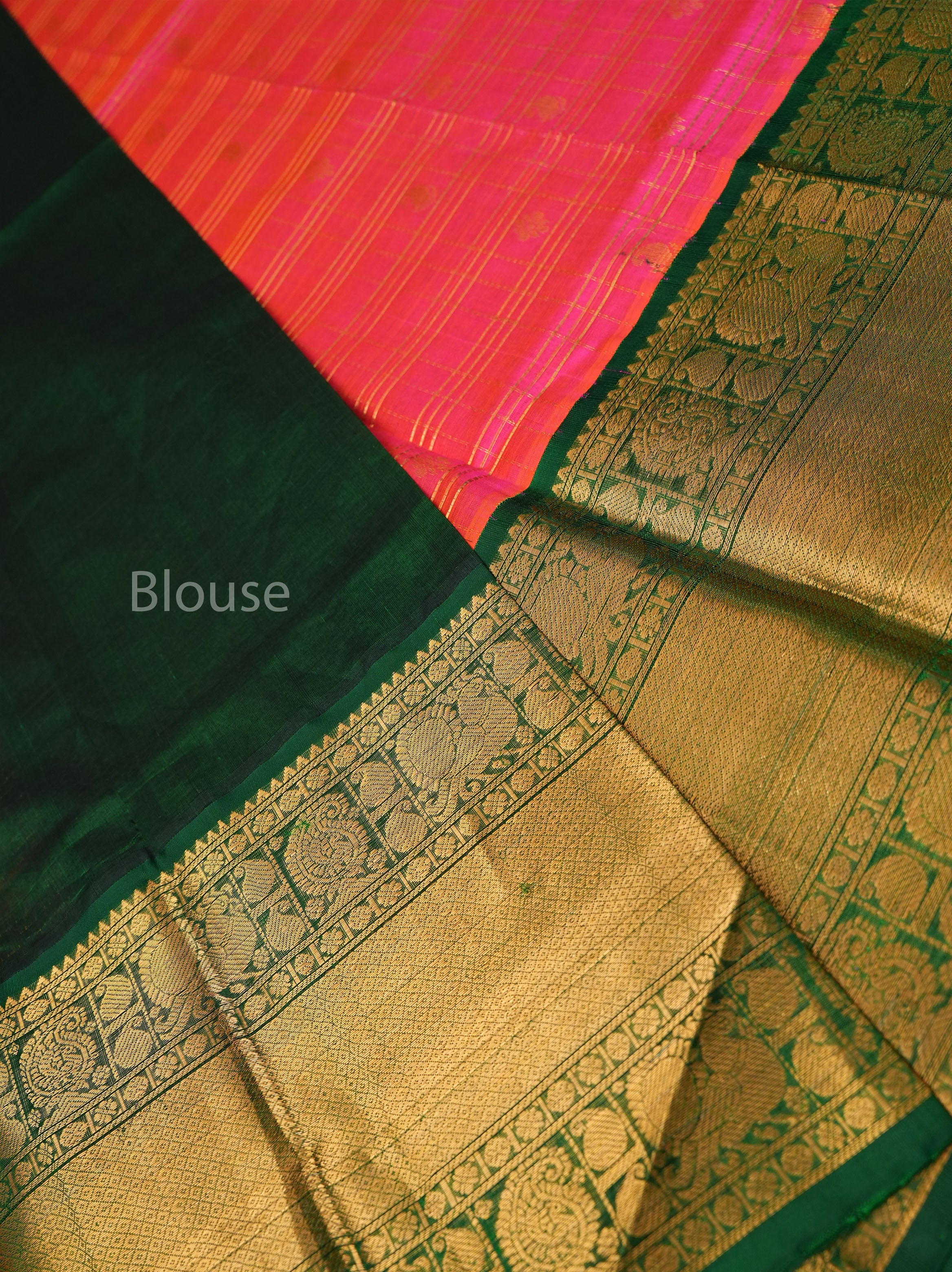 Pink With Green Pure Silk Cotton Saree