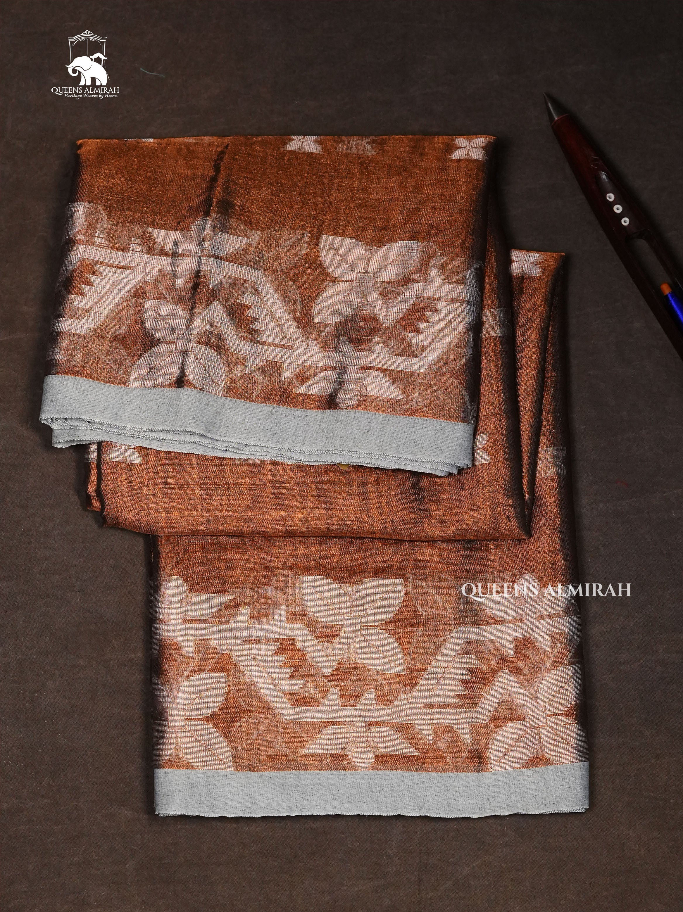 Cocoa Bean Linen Tissue Saree