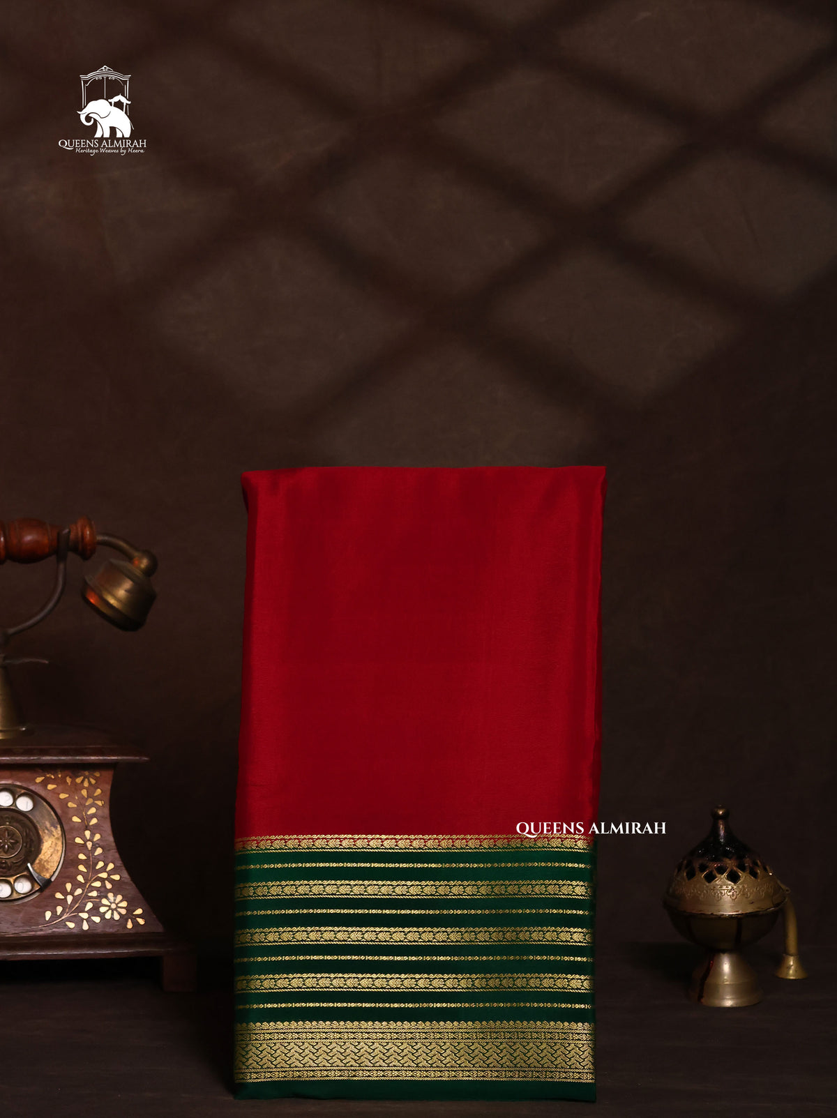 Maroon With Green Mysore Silk Saree
