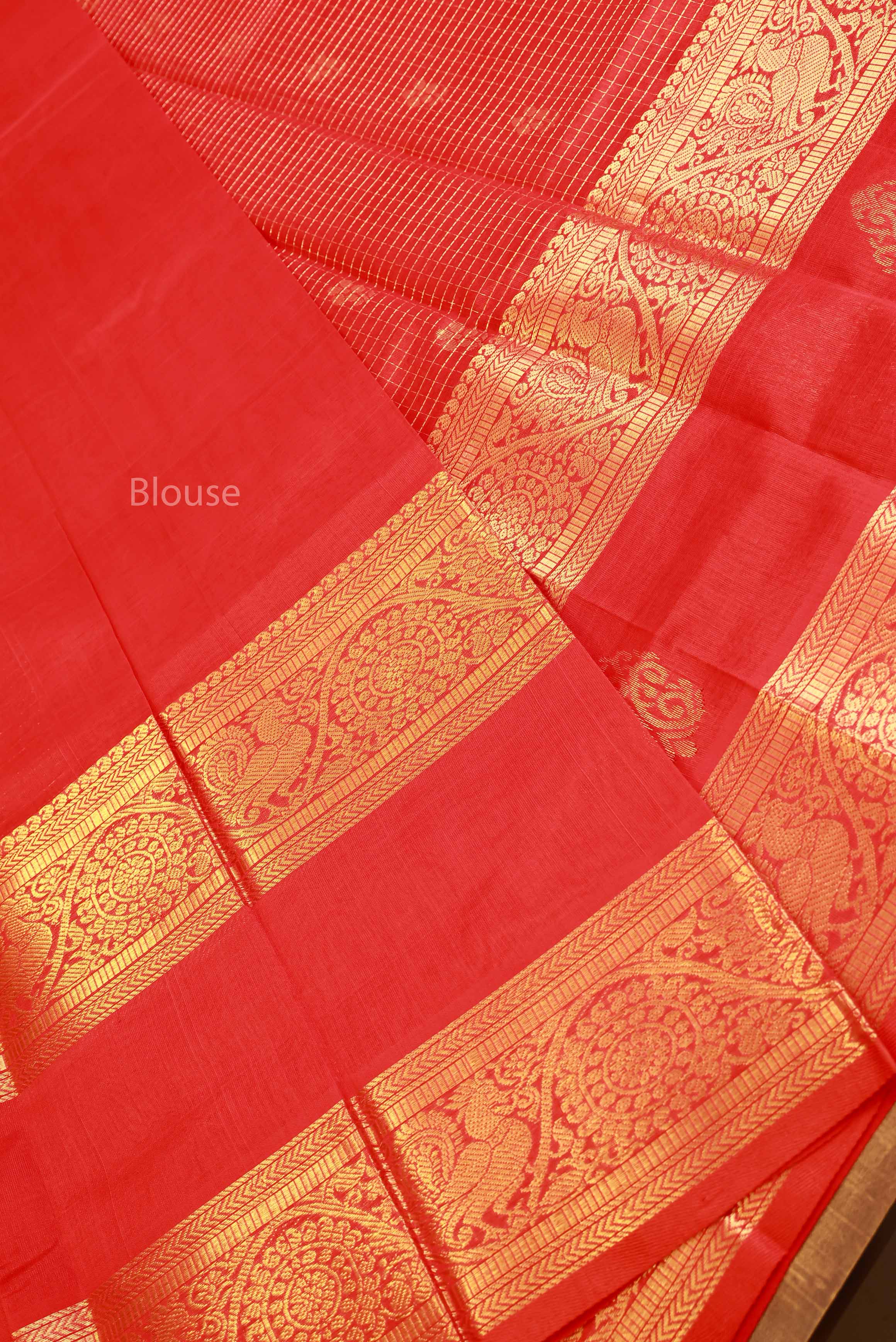 Red Pure Silk Cotton Saree