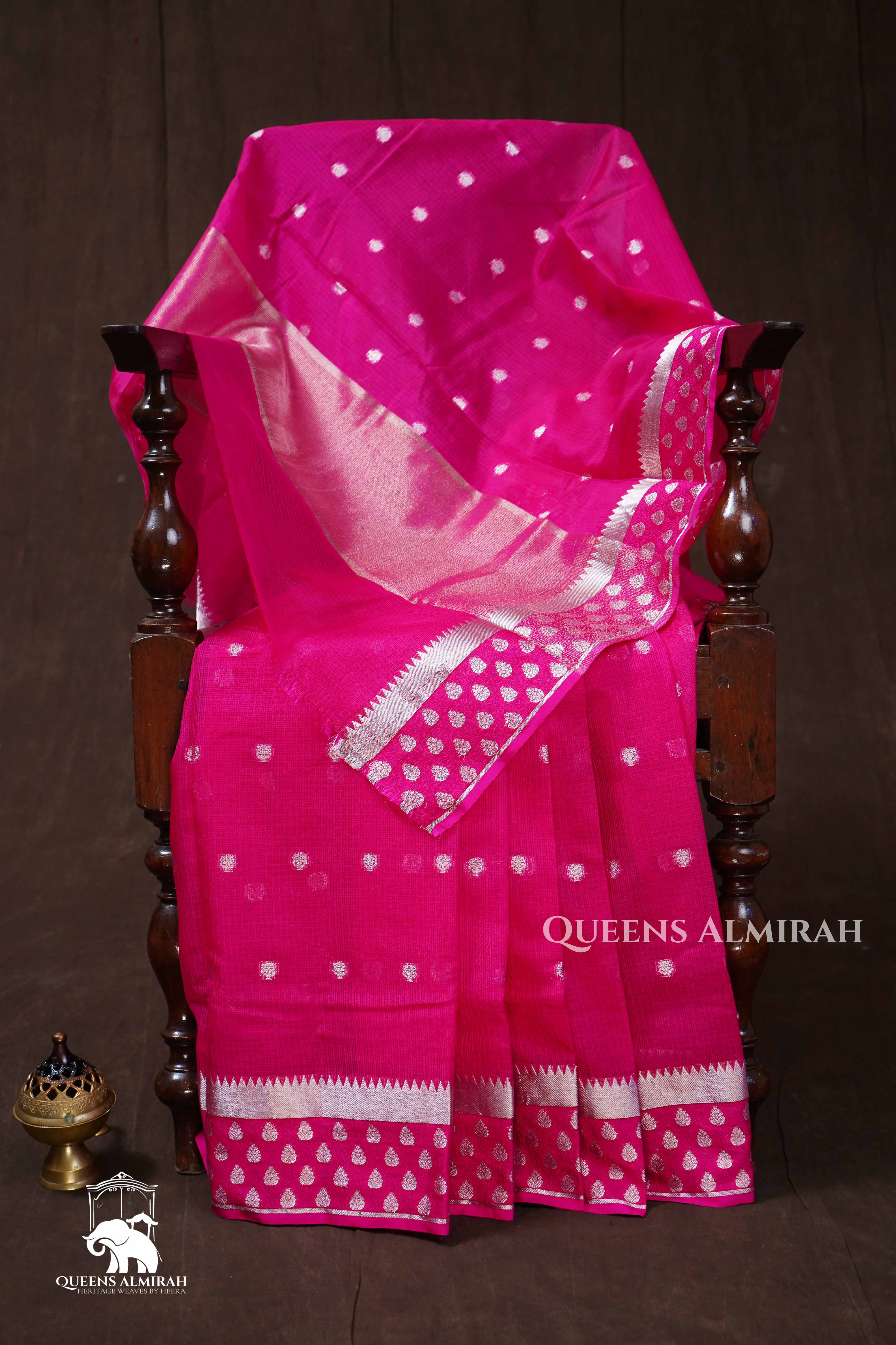 Rani Pink Semi Kota Silk Cotton Saree