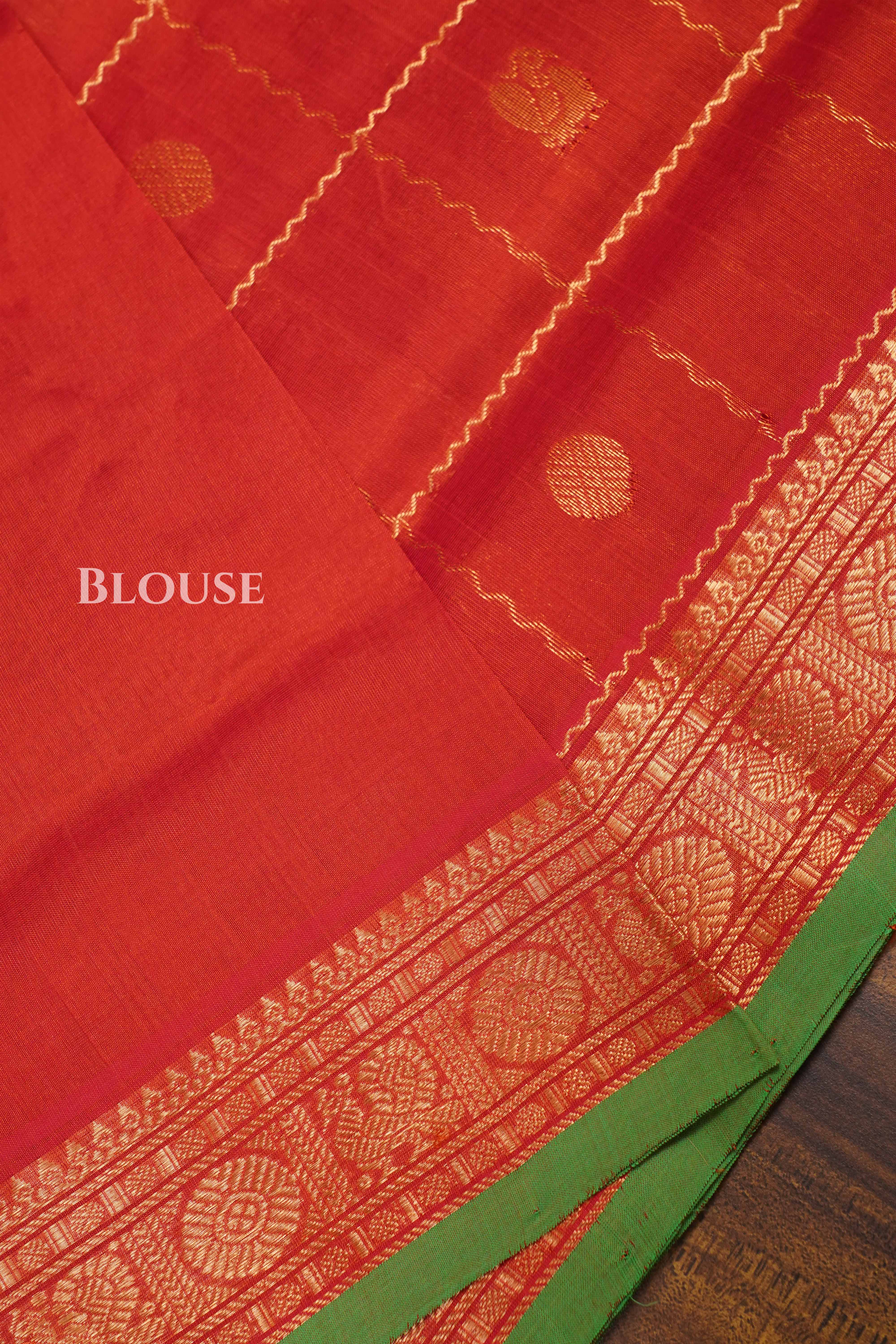 Tomato Red Pure Kanchi Silk Cotton Saree