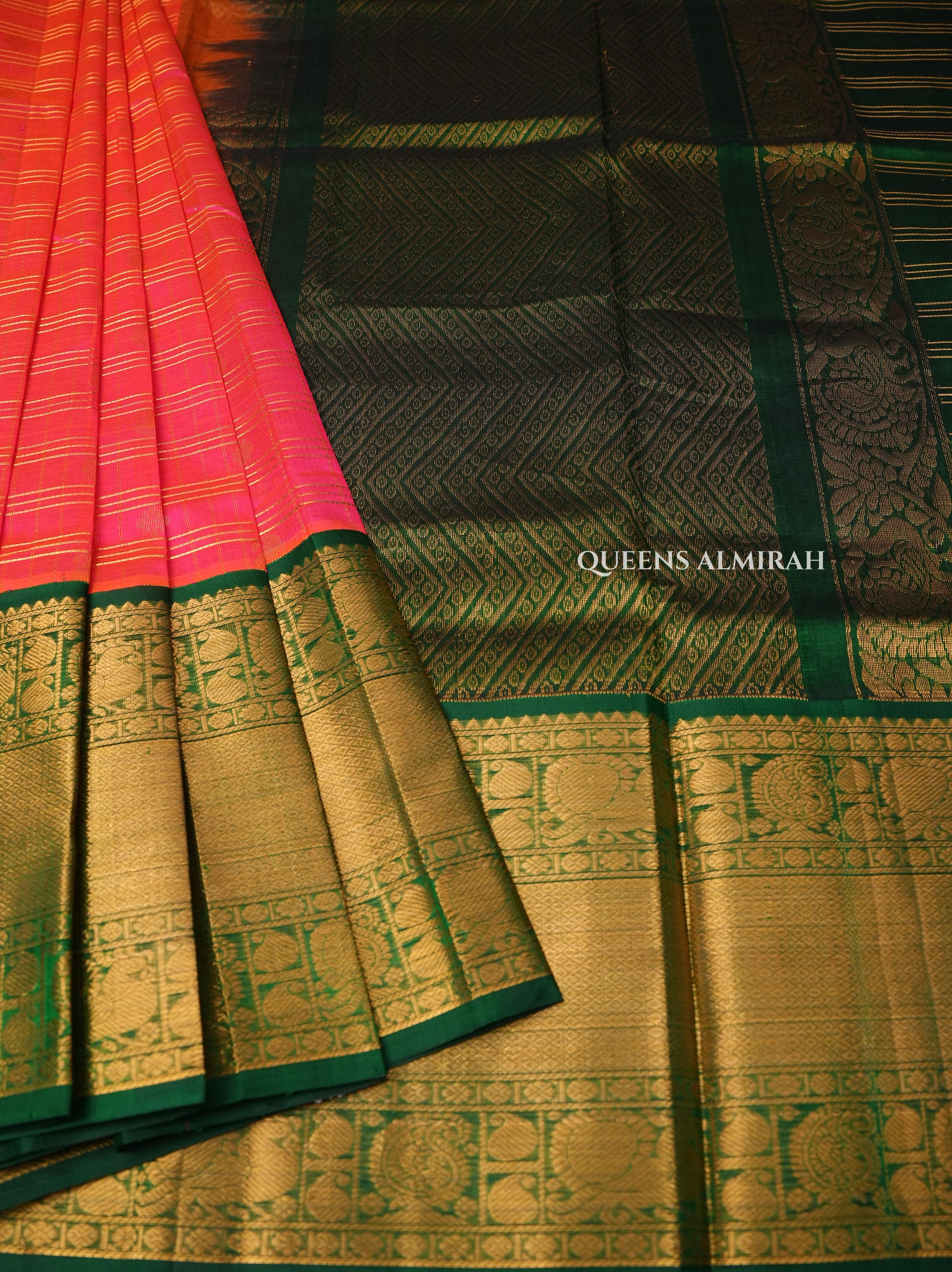 Pink With Green Pure Silk Cotton Saree
