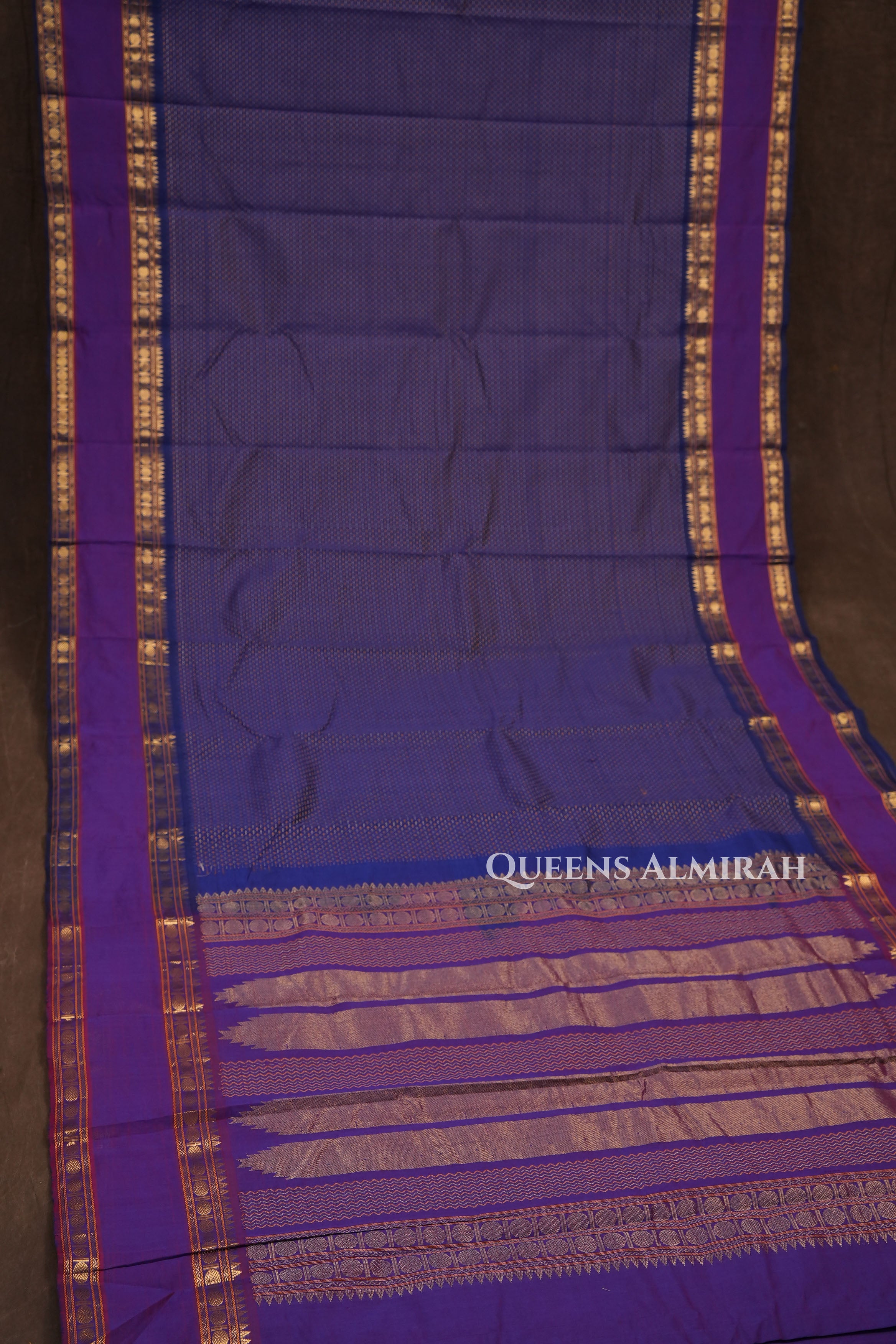 Navy Blue With Purple Budget Silk Cotton Saree