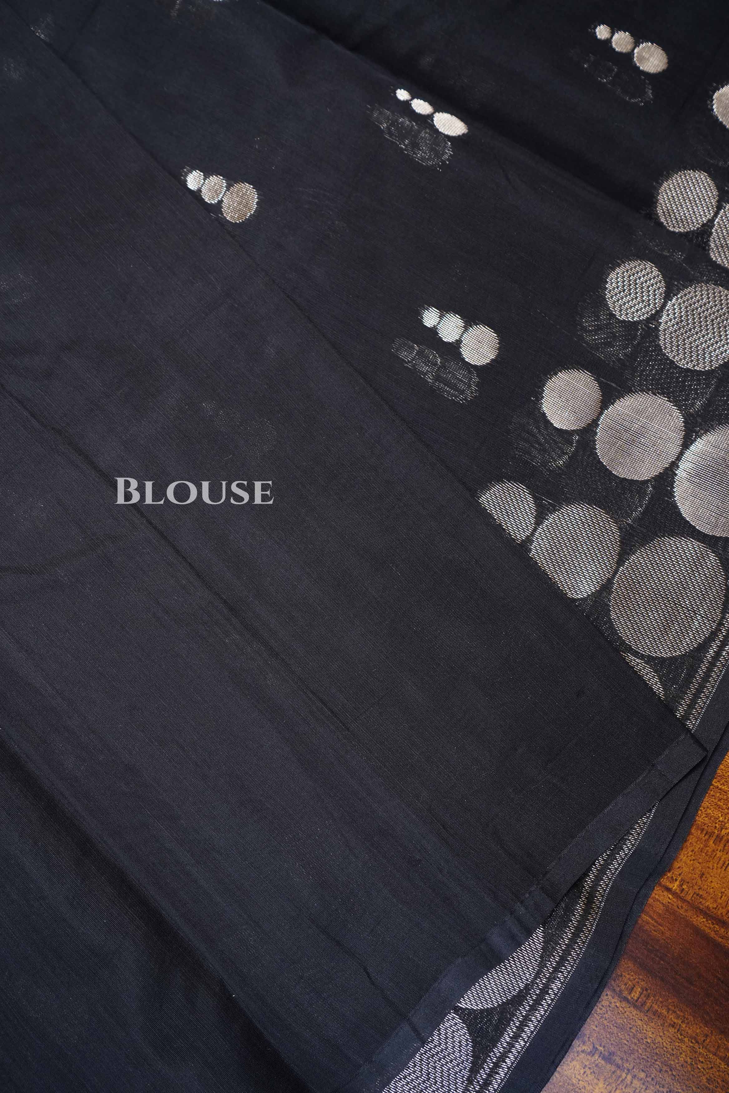 Black Semi Silk Cotton Saree