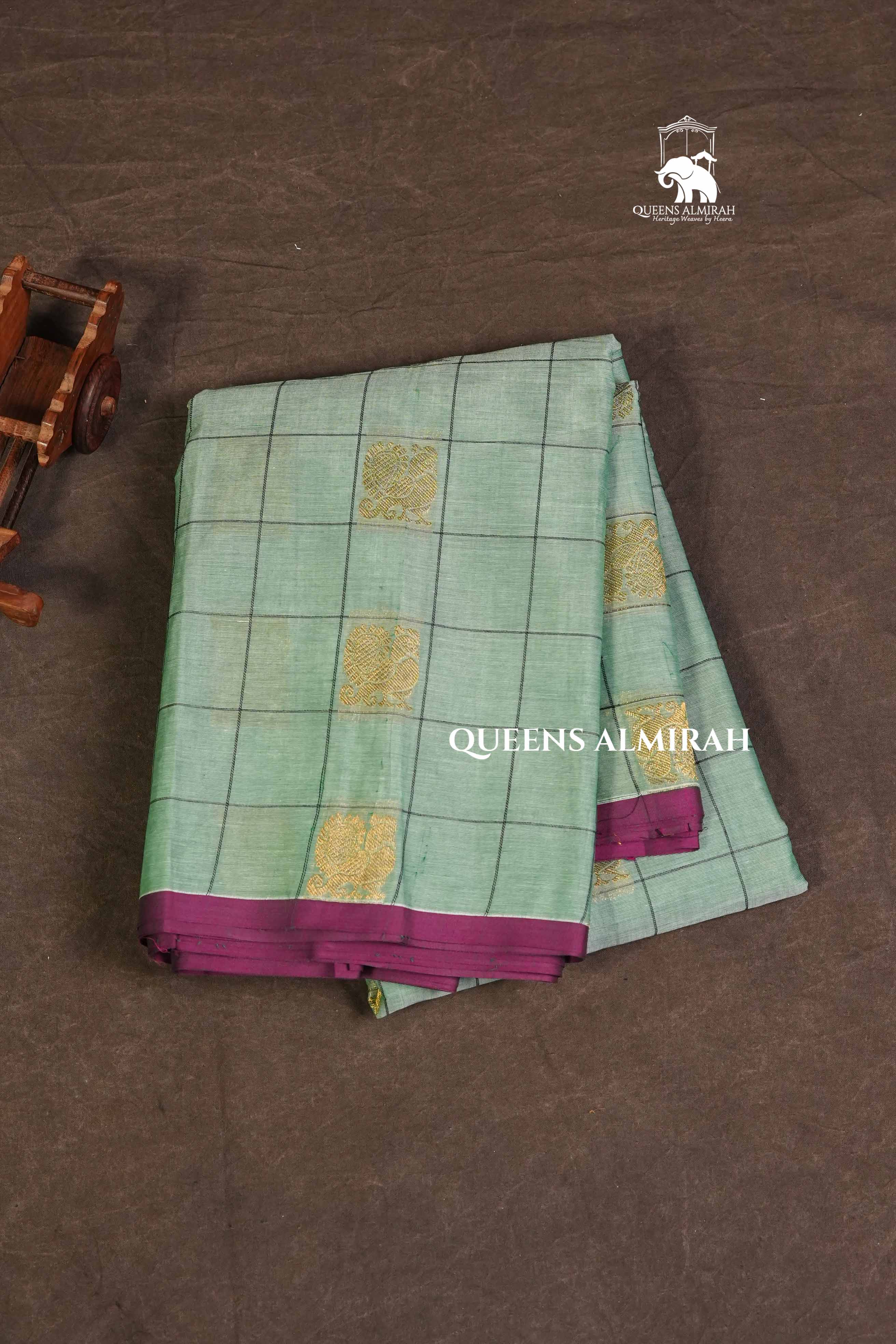 Light Green Kattam With Peacock Butta Kanchi Cotton Saree