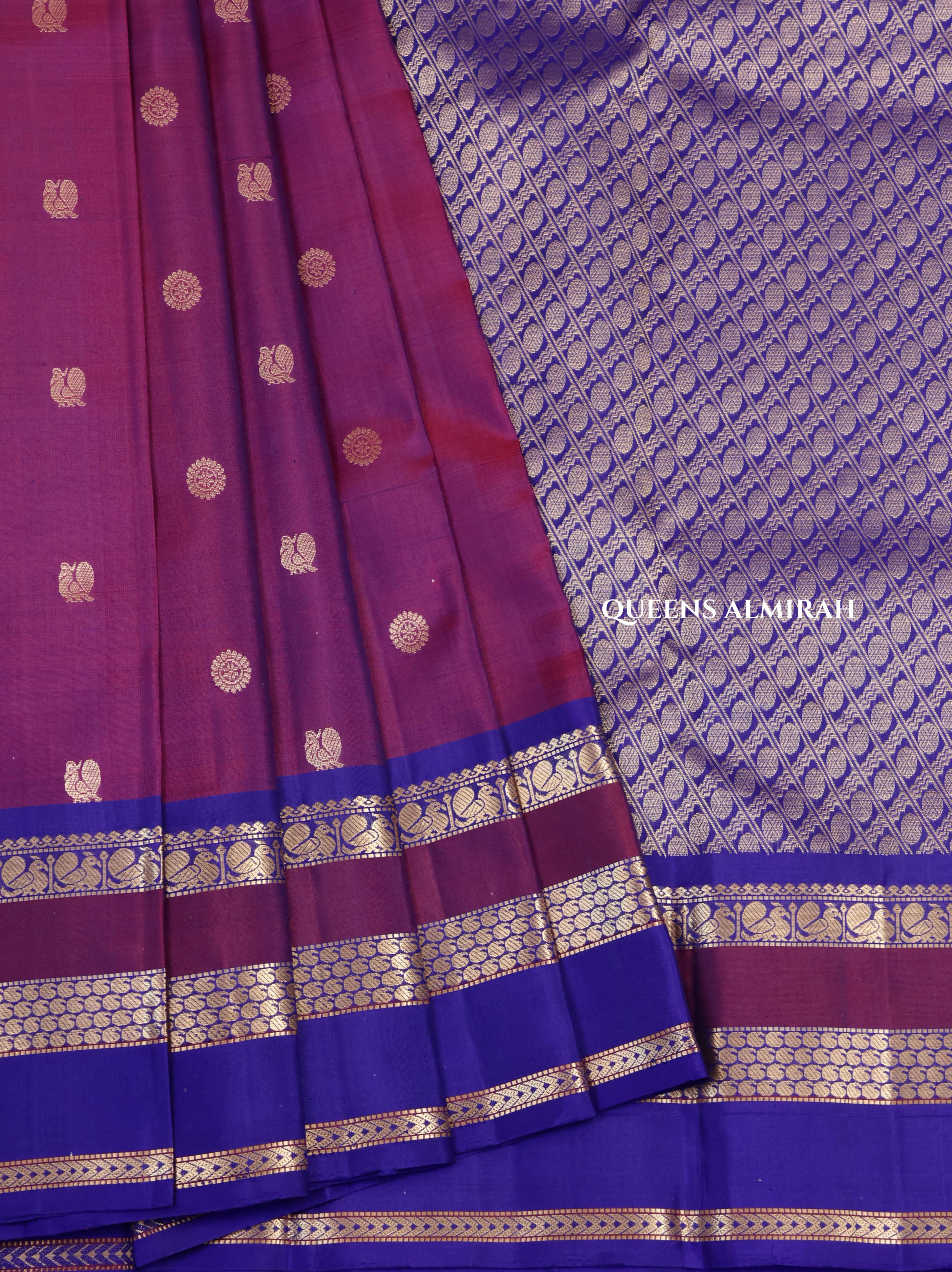 Purple With Violet Pure Kanchivaram Silk Saree