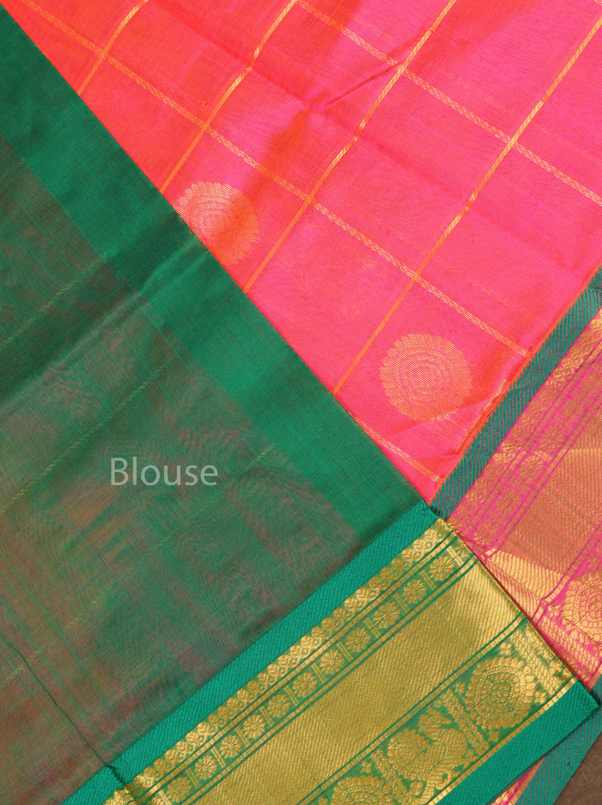 Rani Pink With Green Pure Silk Cotton Saree