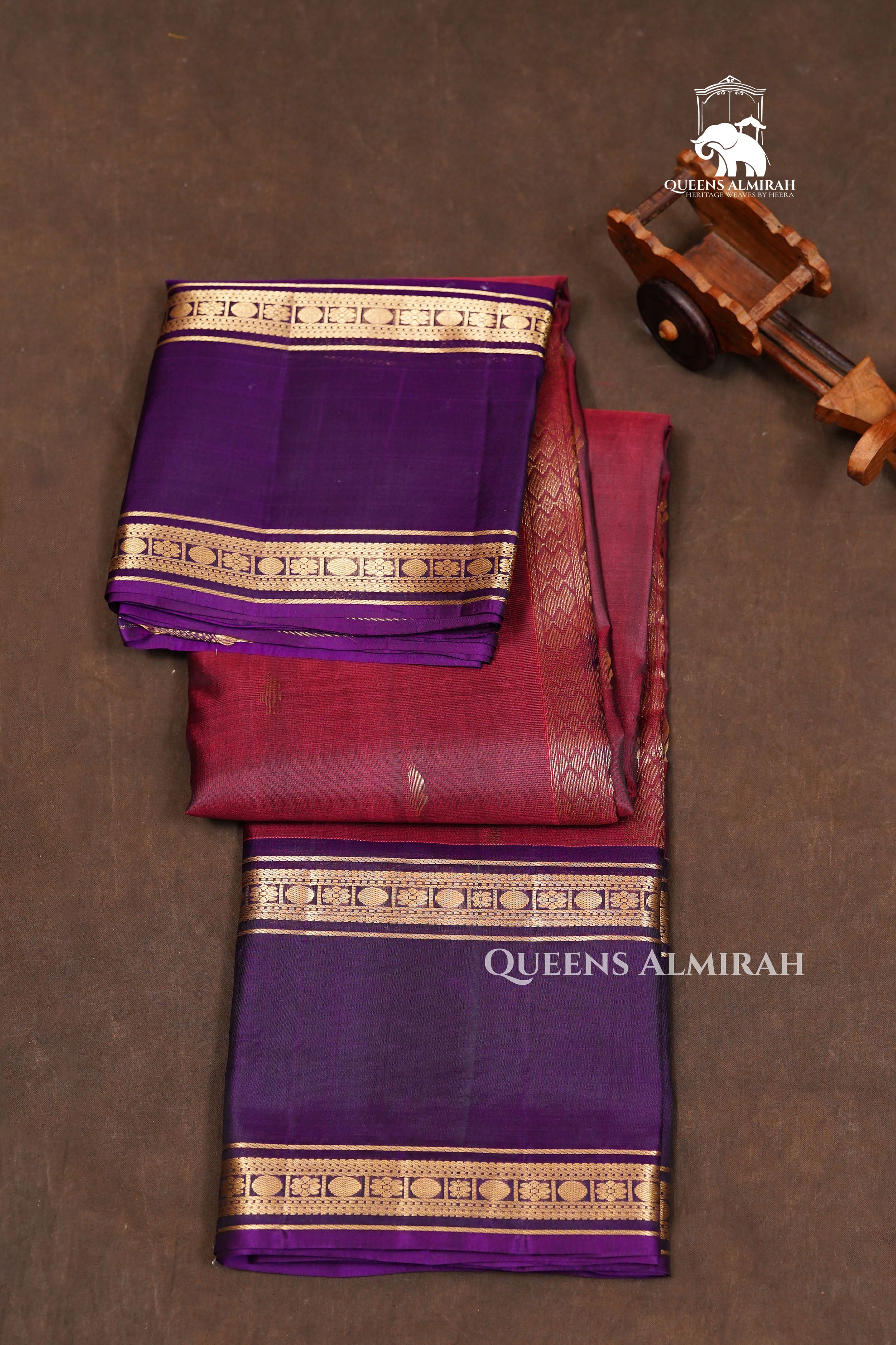 Chocolate Brown With Purple Pure Kanchivaram Silk Saree