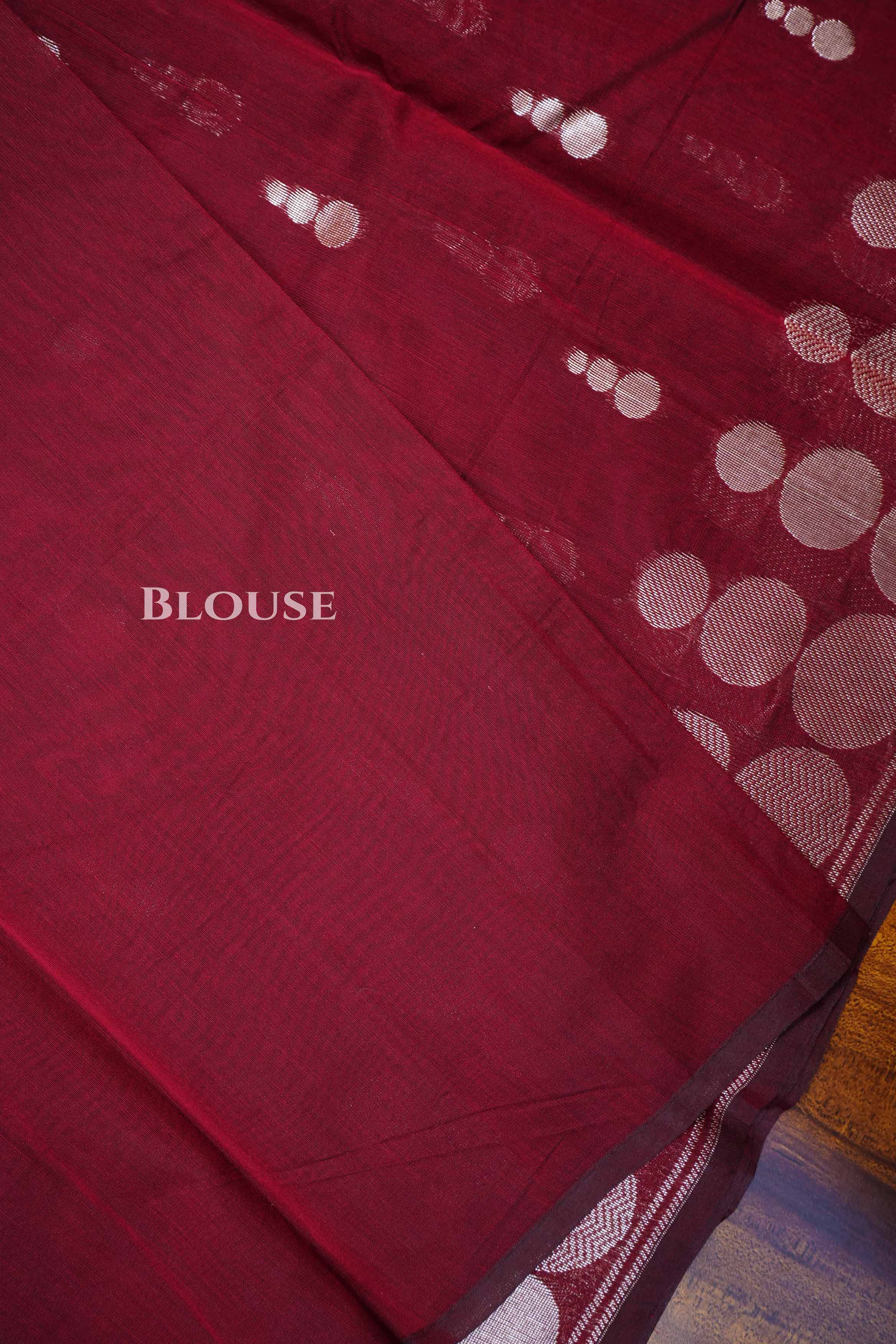 Maroon Semi Silk Cotton Saree