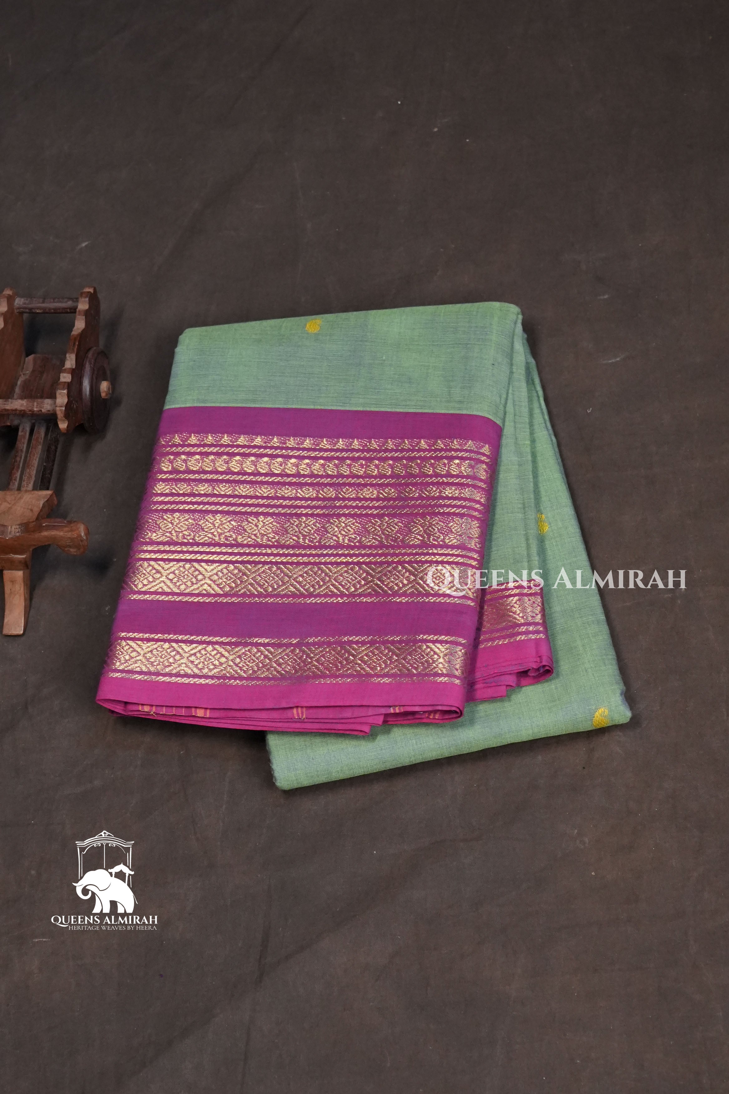 Mint Green with Orchid Pink Kanchi Cotton Saree