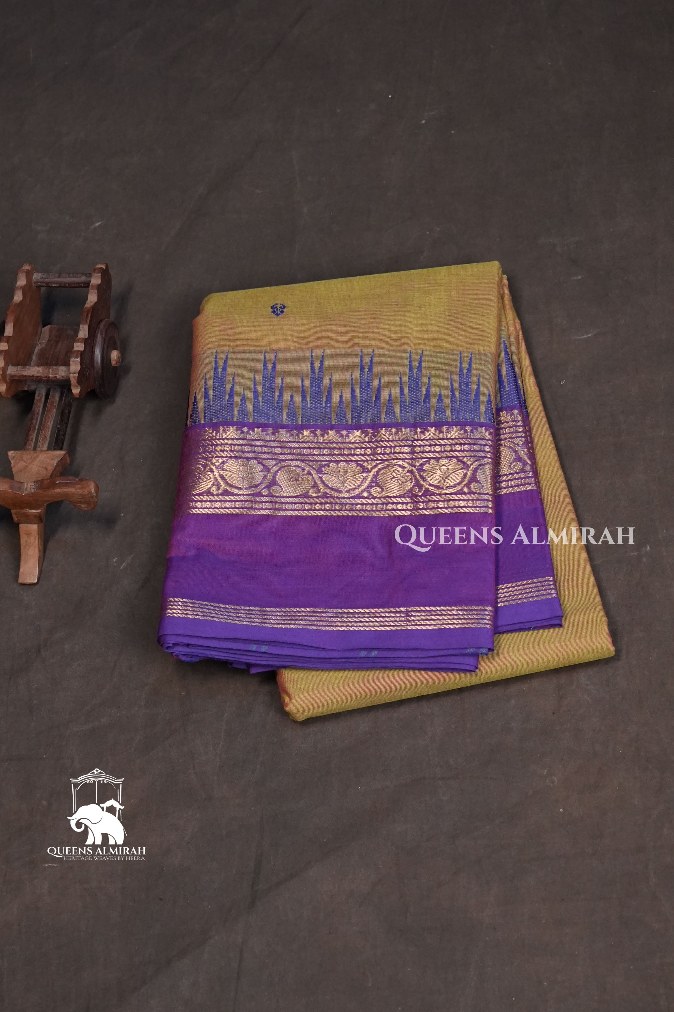Soft Yellow with Lavender Purple Kanchi Cotton Saree