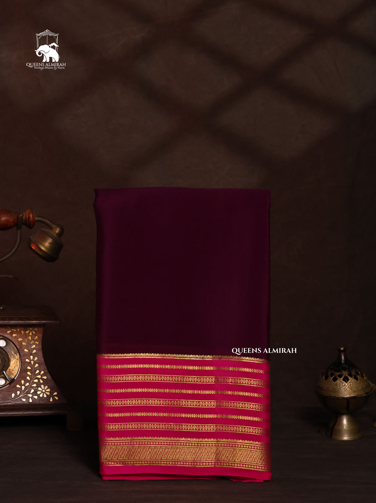 Purple With Rani Pink Mysore Silk Saree