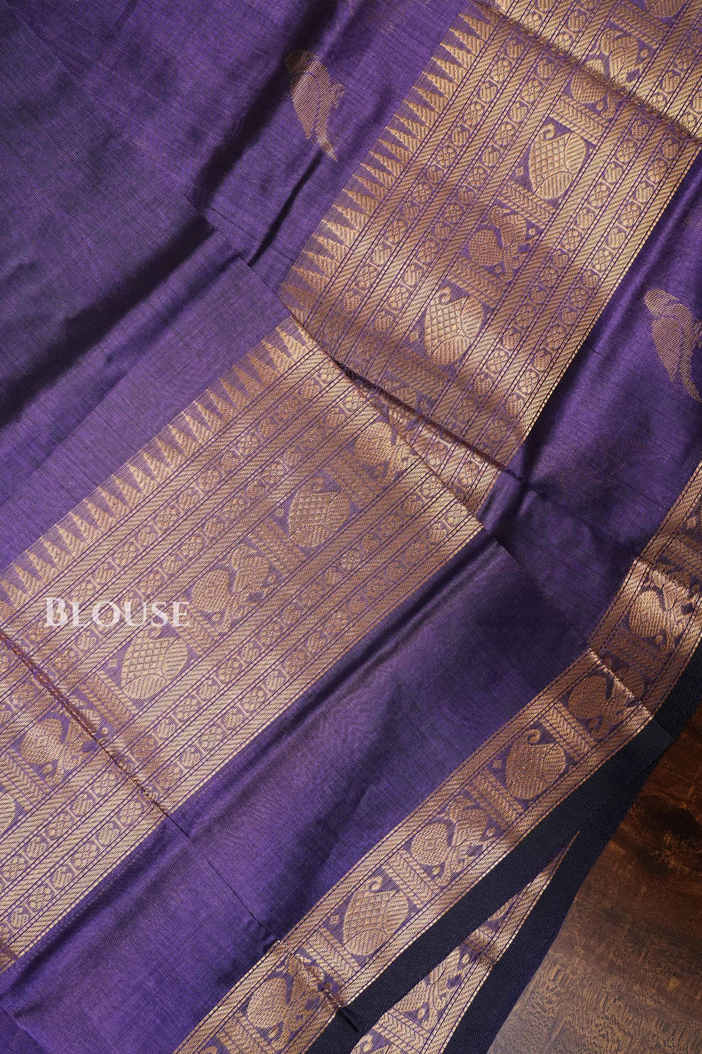 Dark Lavender Pure Kanchi Silk Cotton Saree