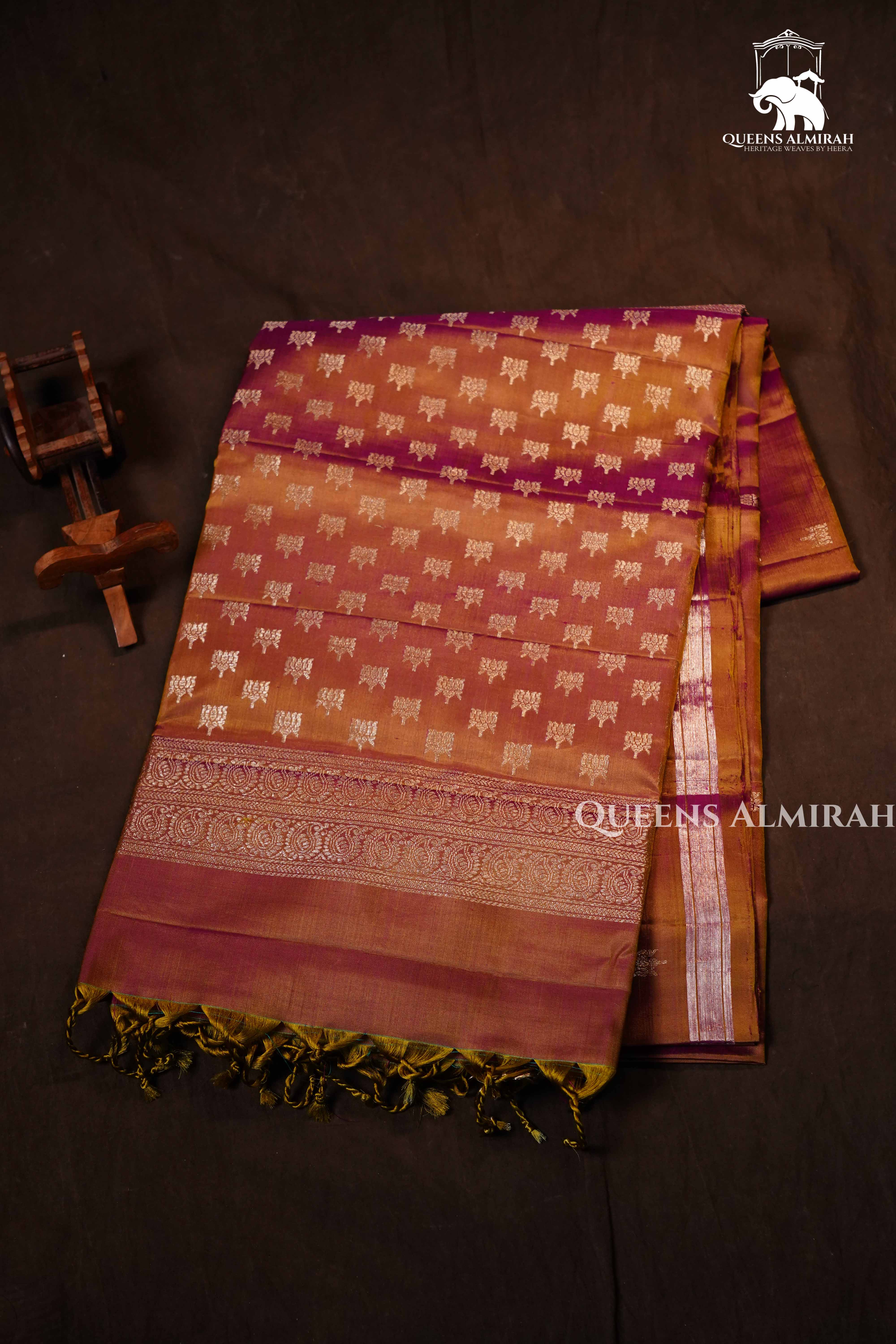 Peach Orange Pure Soft Silk Saree