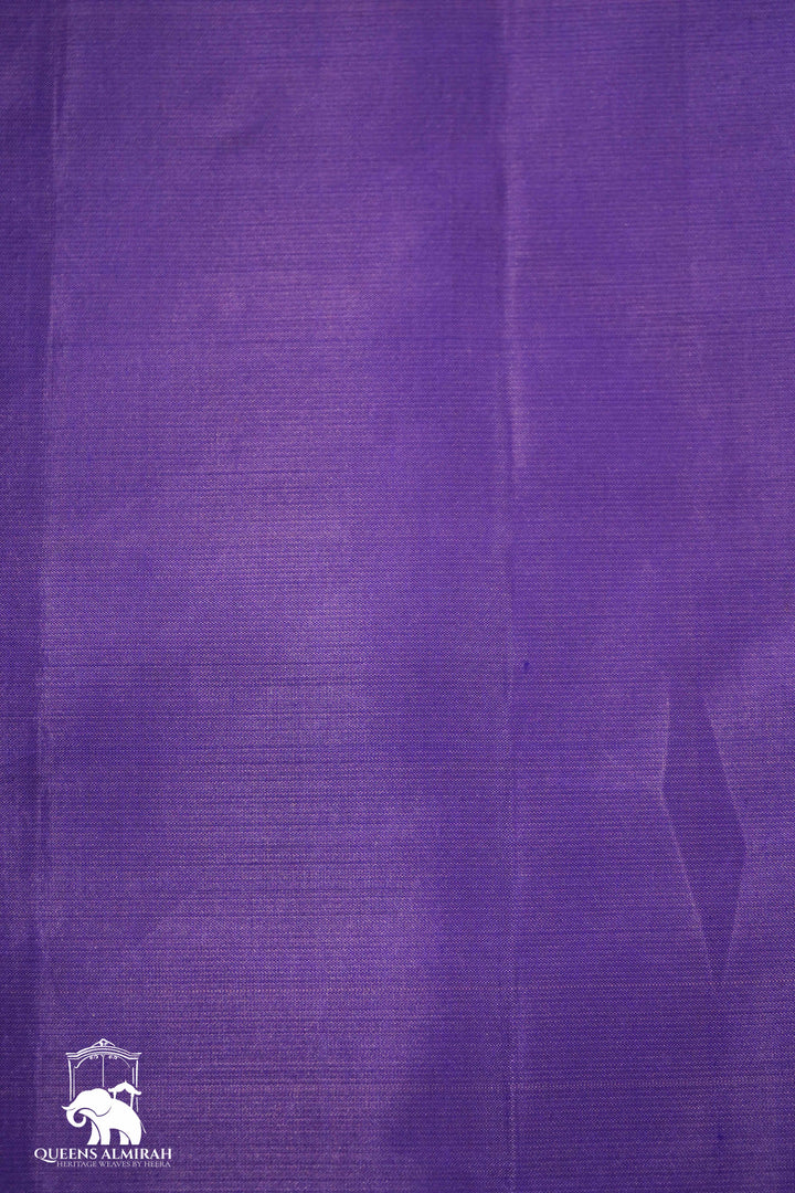 BRIGHT LAVENDAR WITH GOLD BORDER KANCHIVARAM SILK SAREE - Queens Jewel Emporium