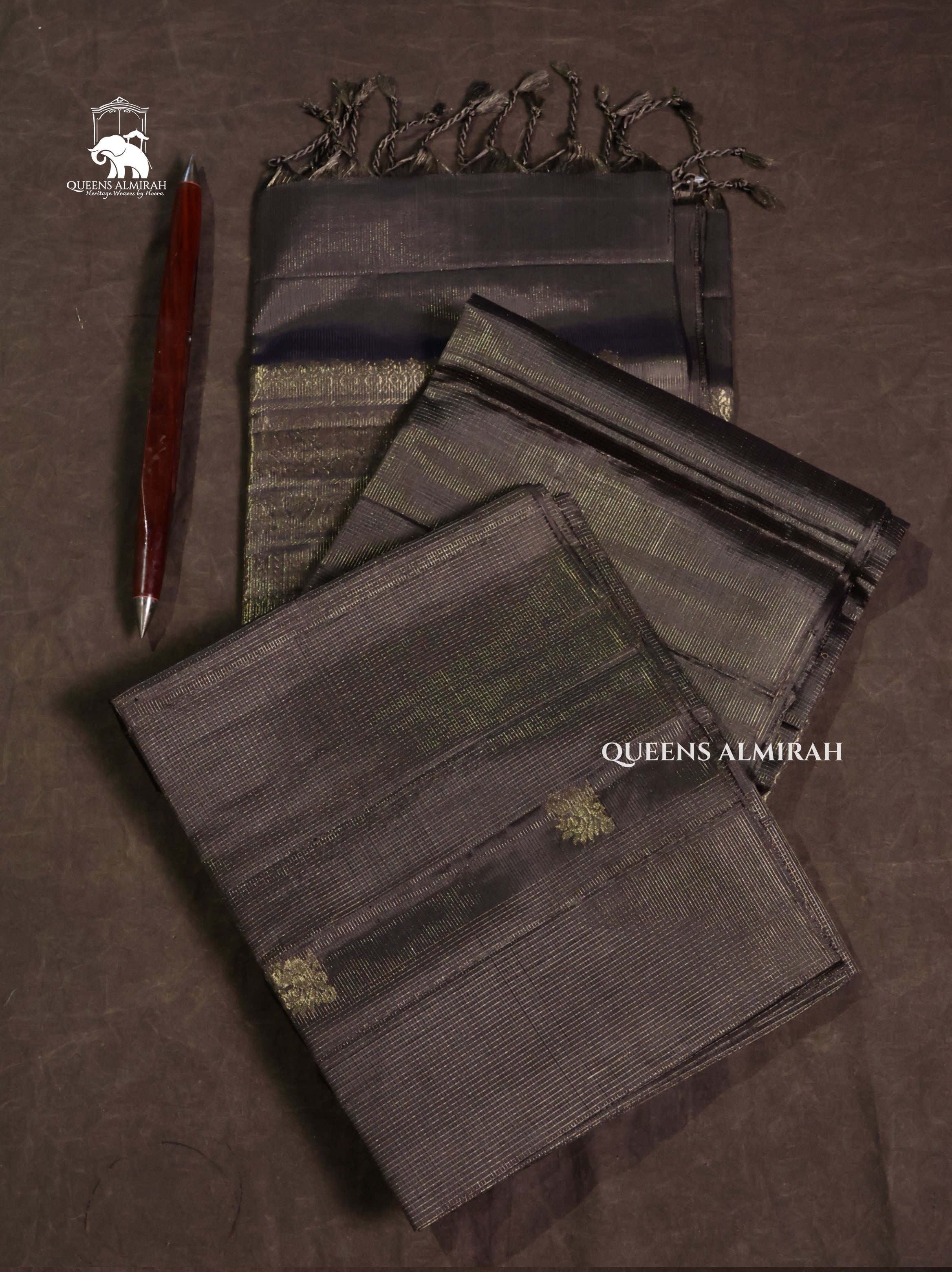 Grey Pure Soft Silk Saree
