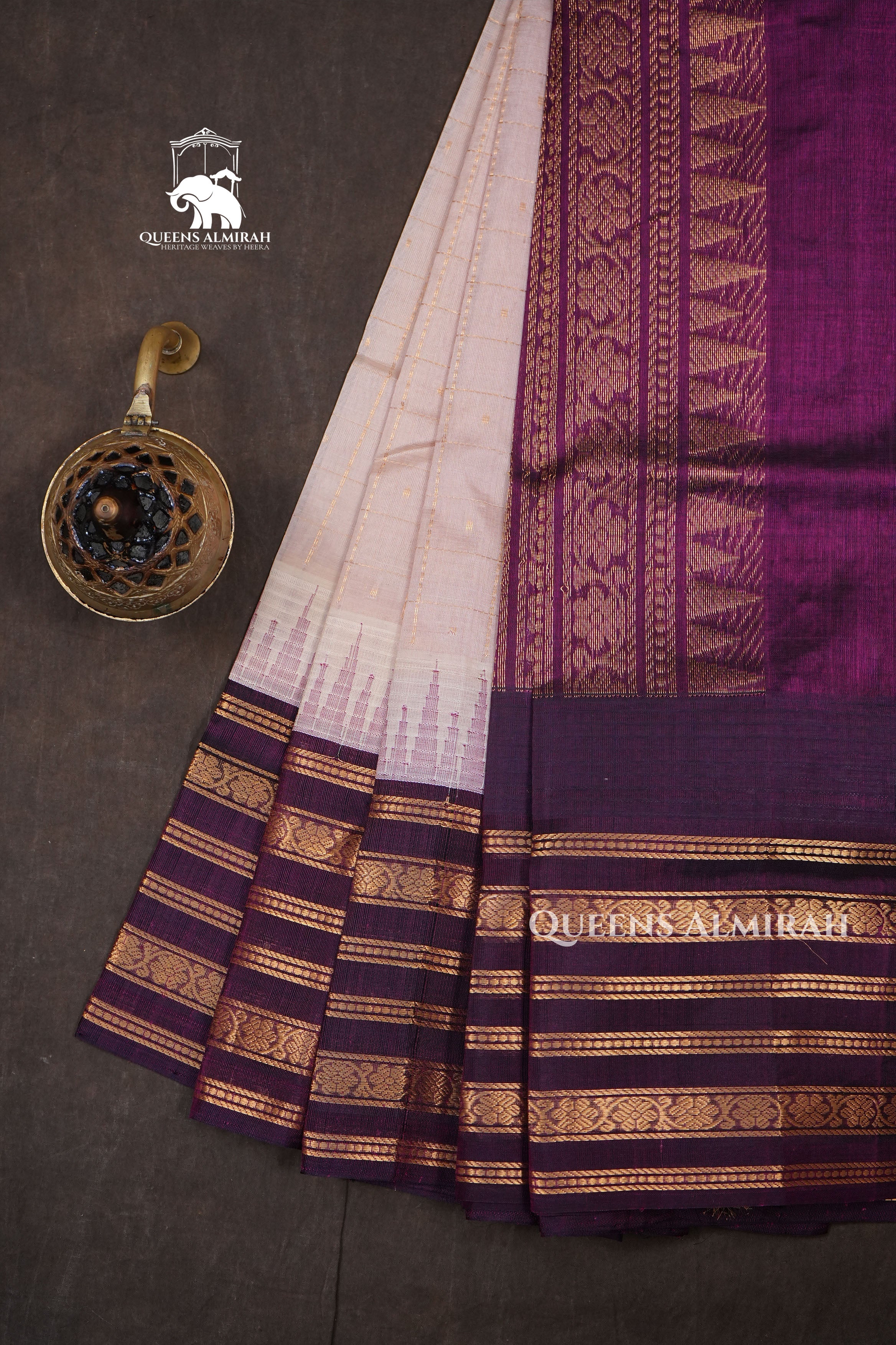 Lotus Pink With Purple Pure Kanchi Silk Cotton Saree