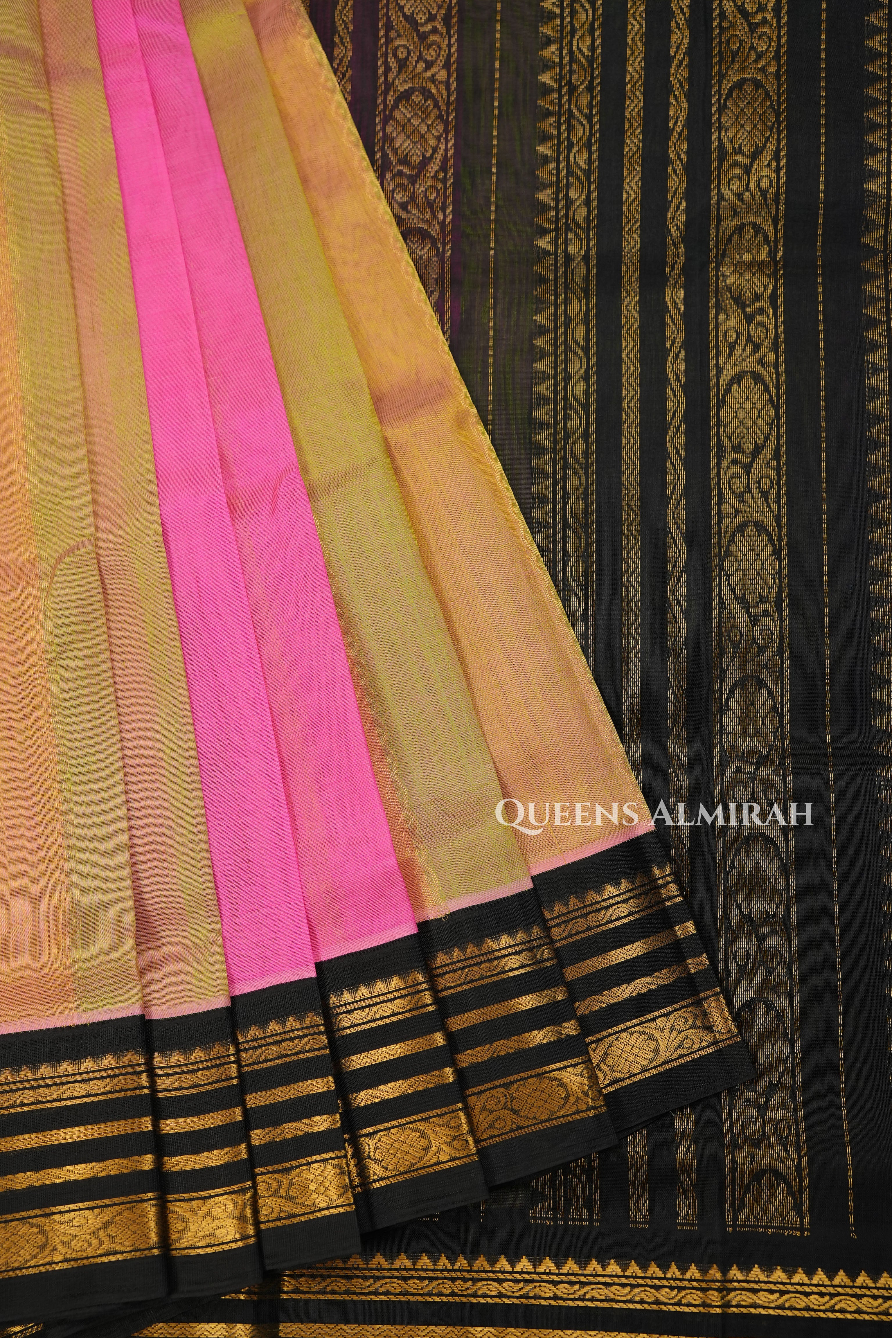 Multi Color With Black Border Pure Silk Cotton Saree