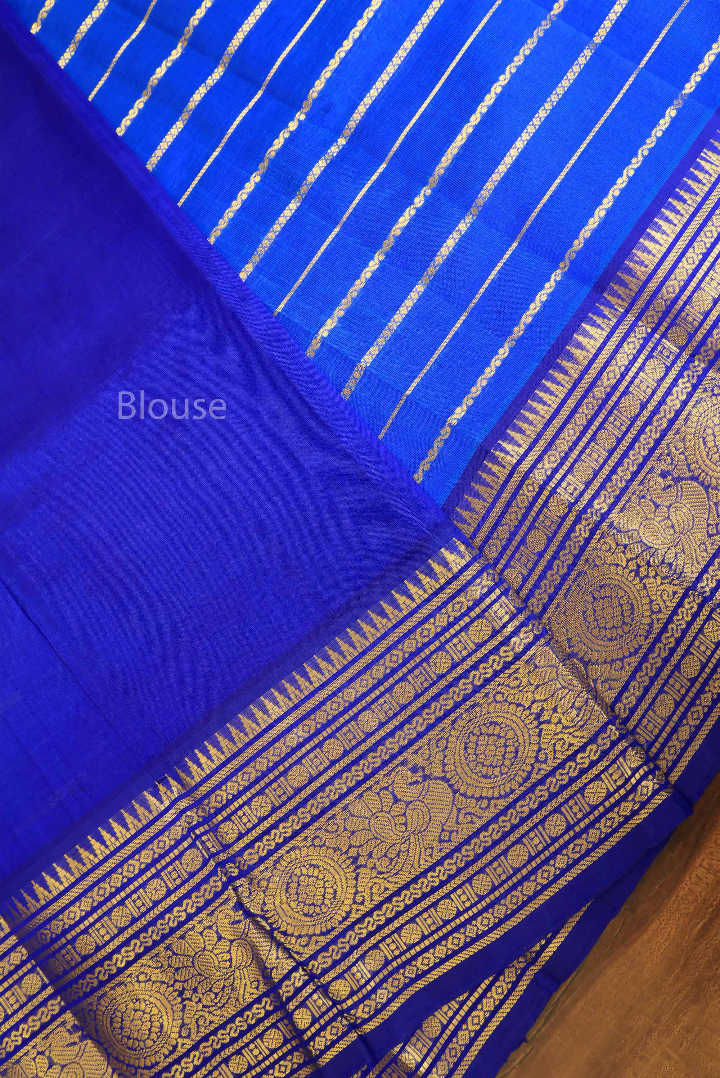 Blue Pure Silk Cotton Saree