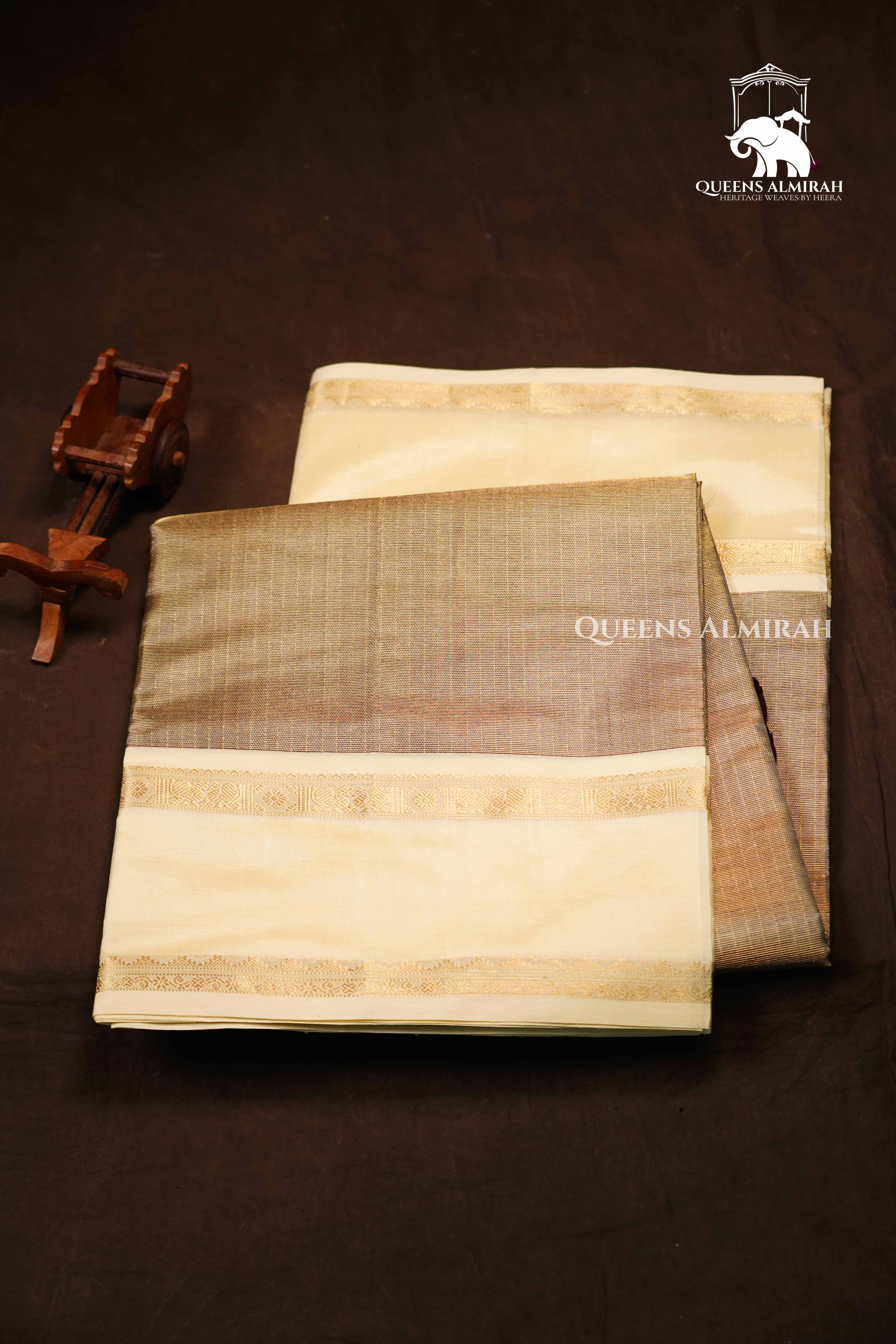Pale Brown Karaikudi Chettinad Tissue Silk Cotton Saree