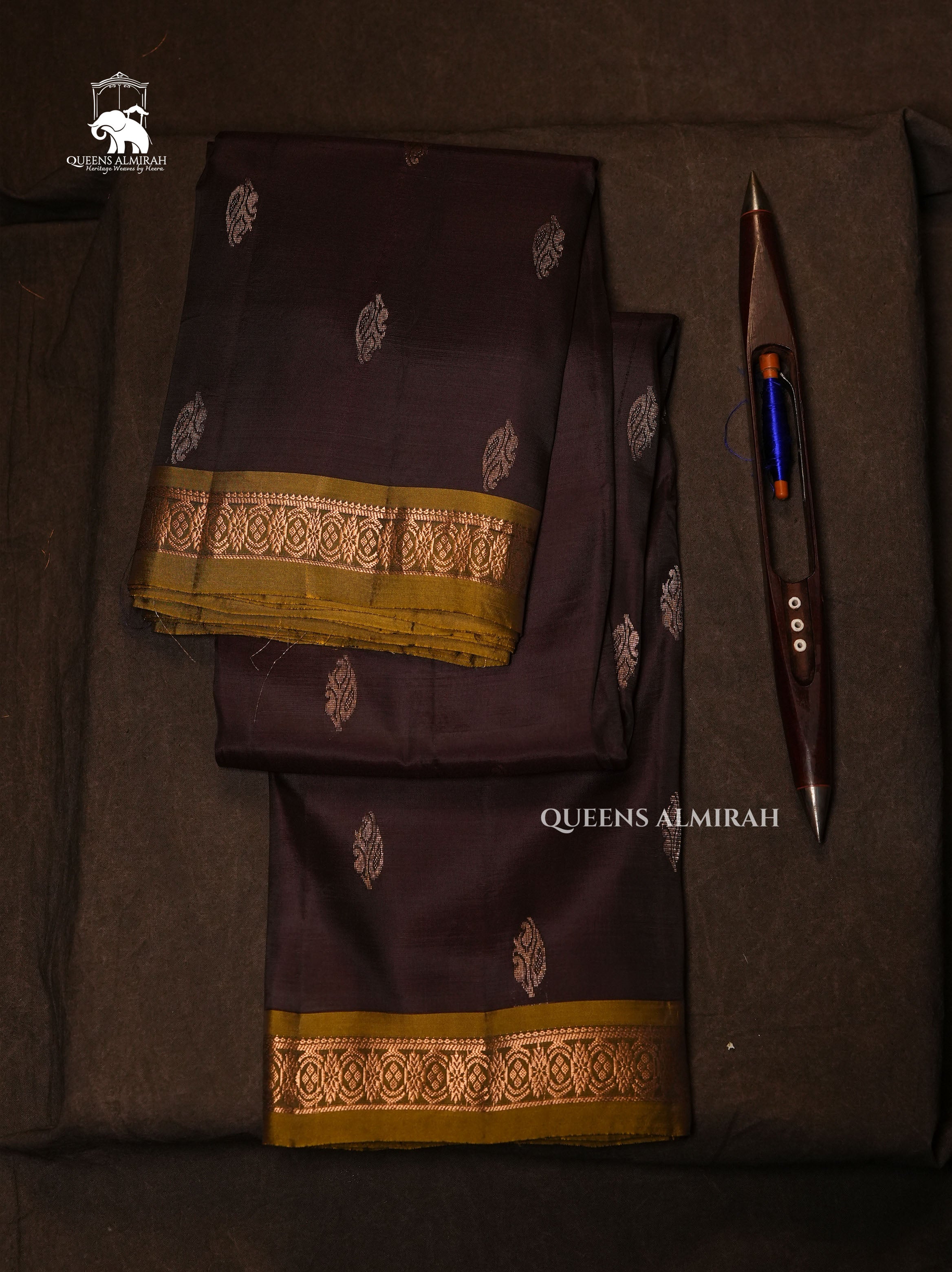 Cocoa Bean With Green Budget Kanchivaram Silk Saree