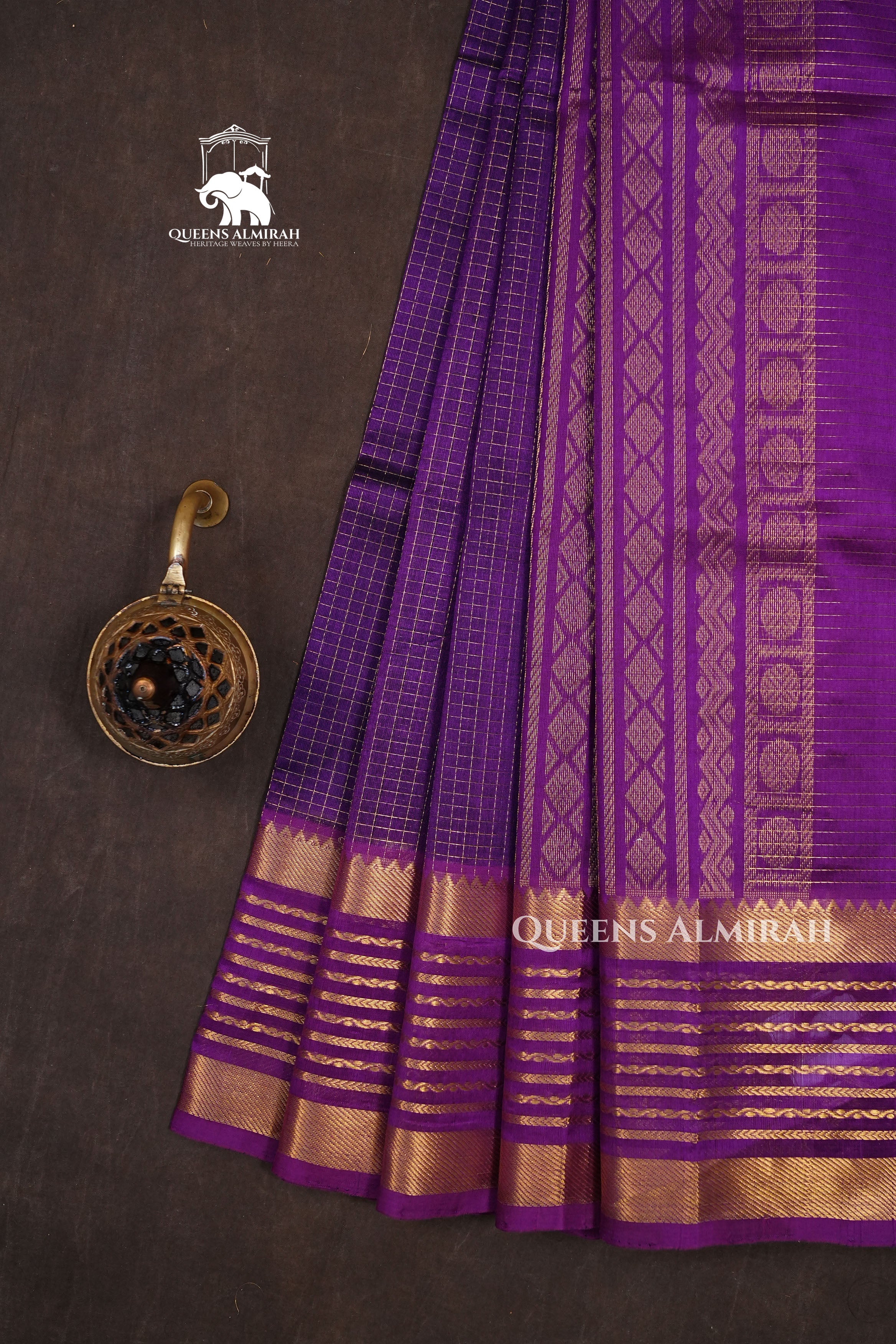 Purple Kattam Pure Silk Cotton Saree
