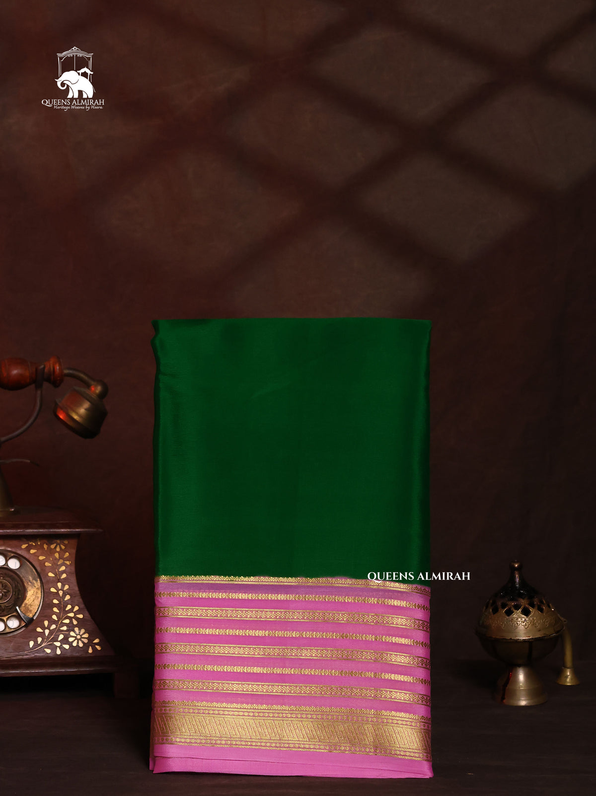 Green With Pink Mysore Silk Saree