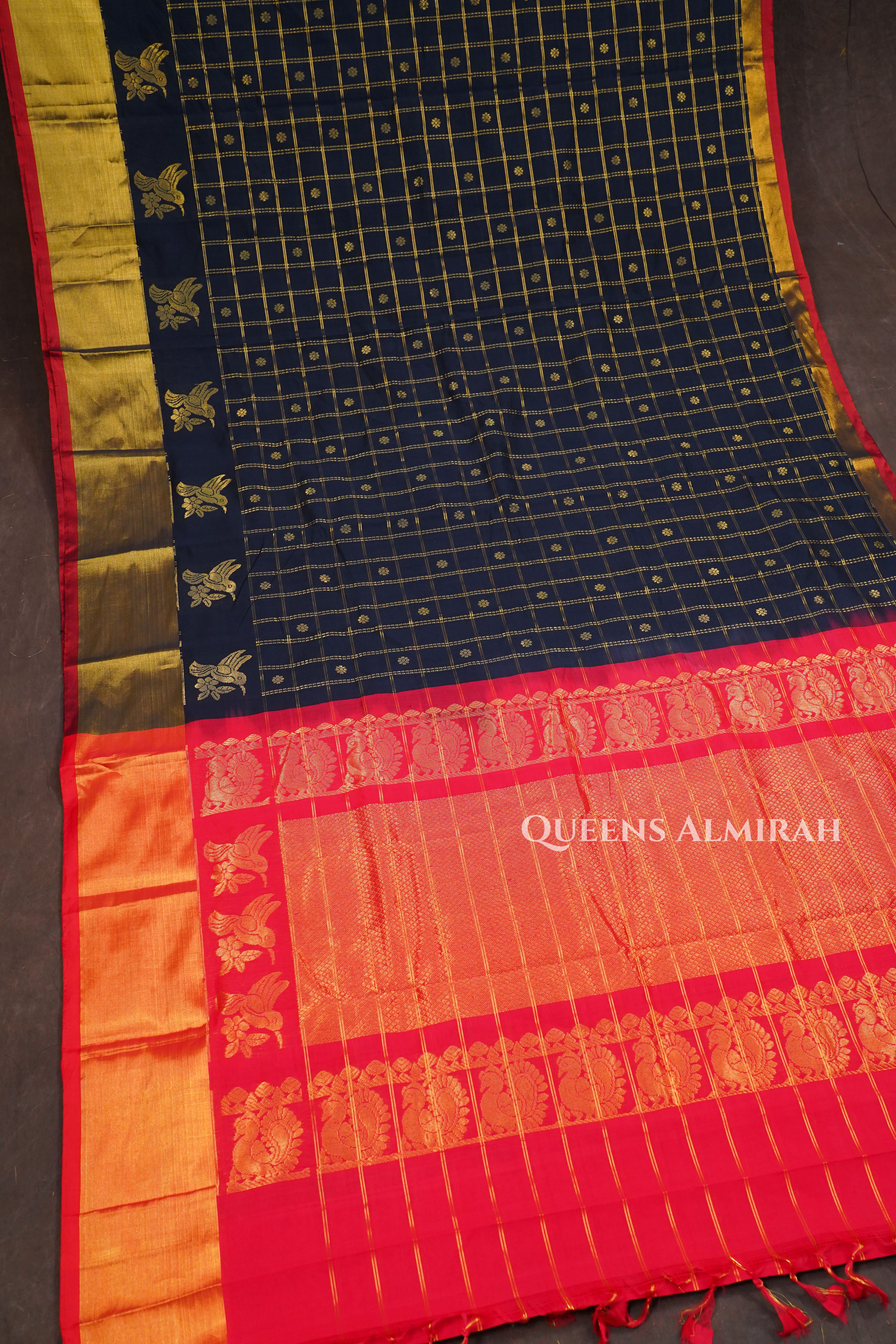 Black With Red Budget Silk Cotton Saree