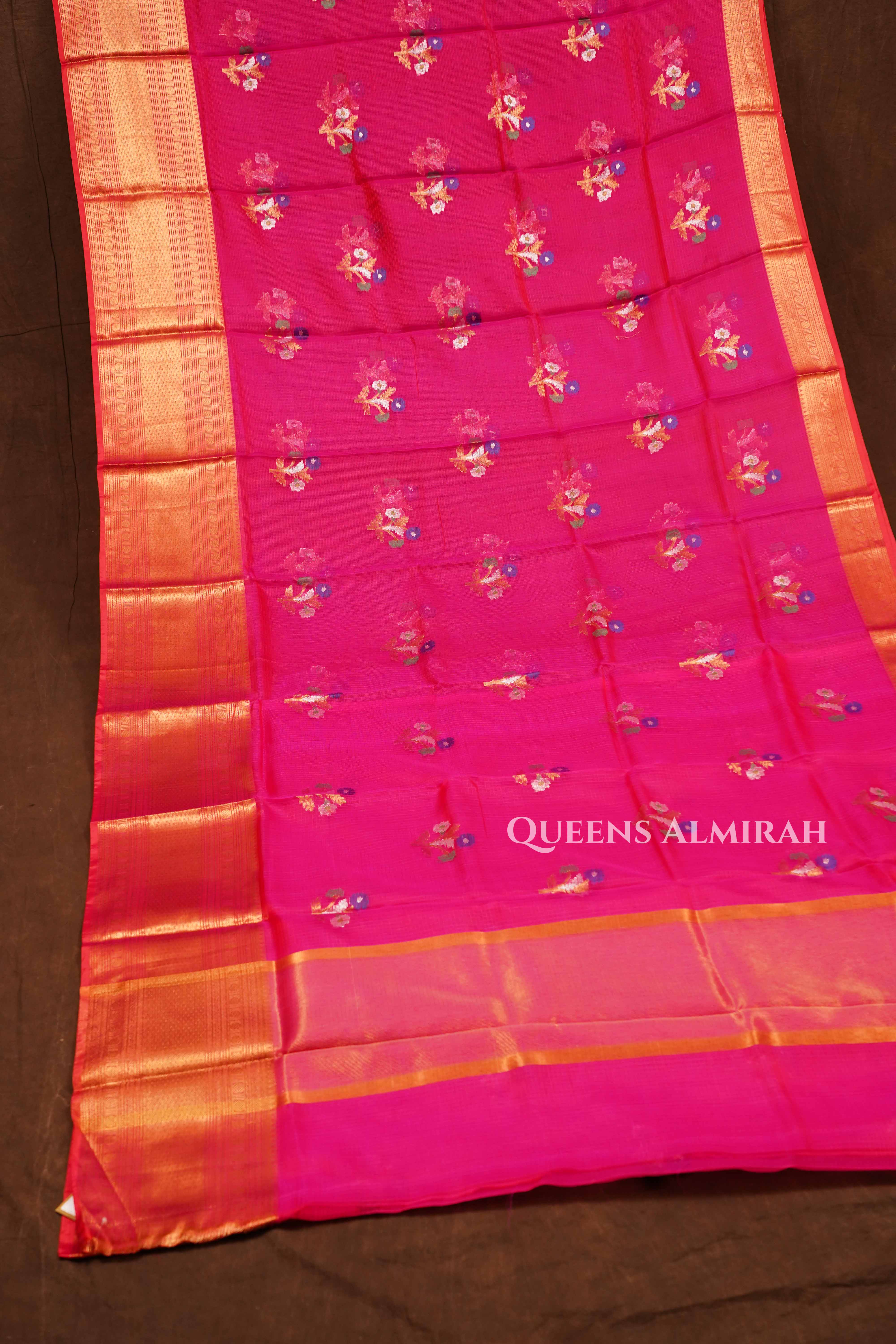 Magenta Pink Pure Kota Silk Saree