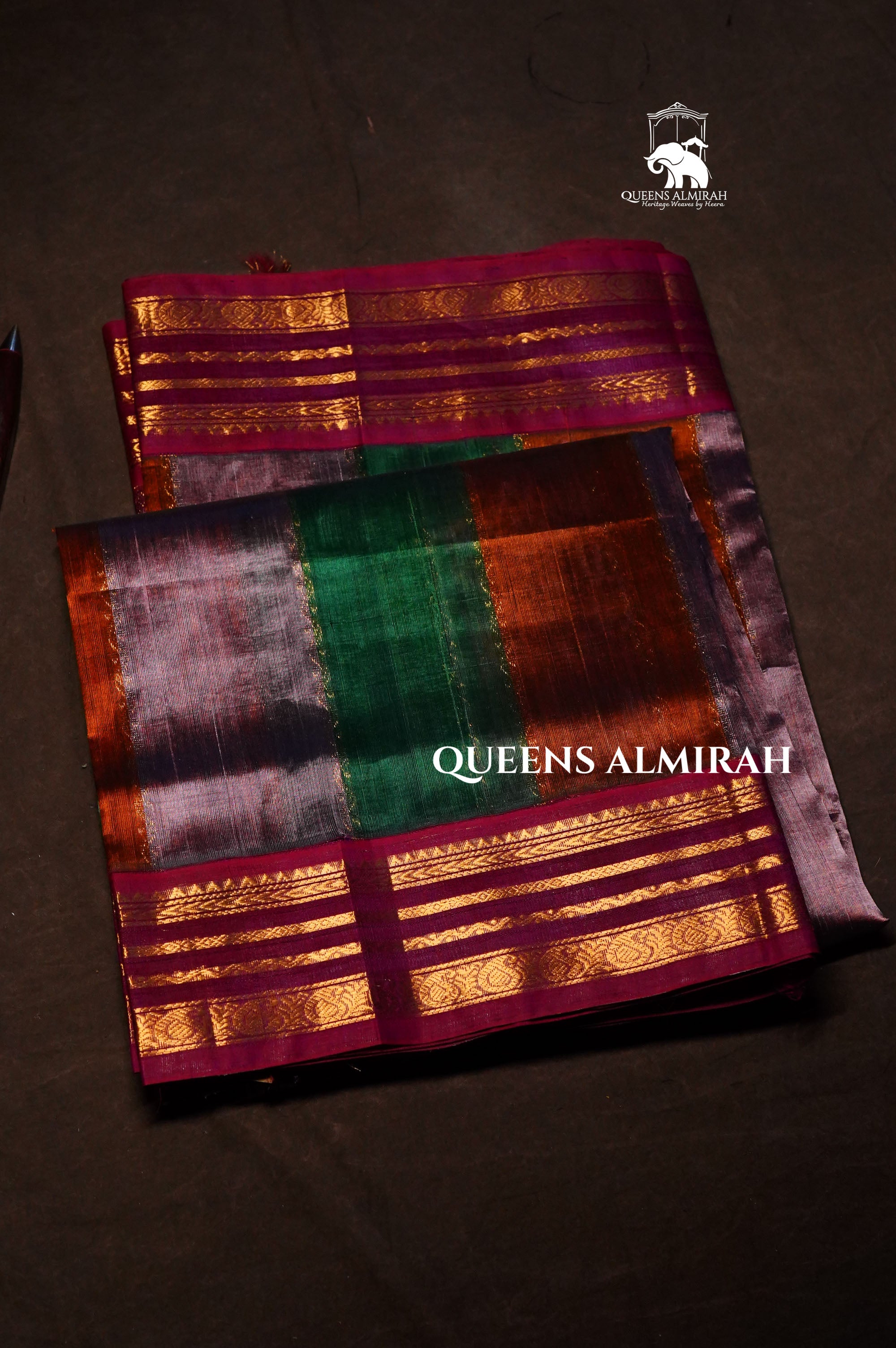 Multi Color With Purple Varisapet Border Pure Silk Cotton Saree