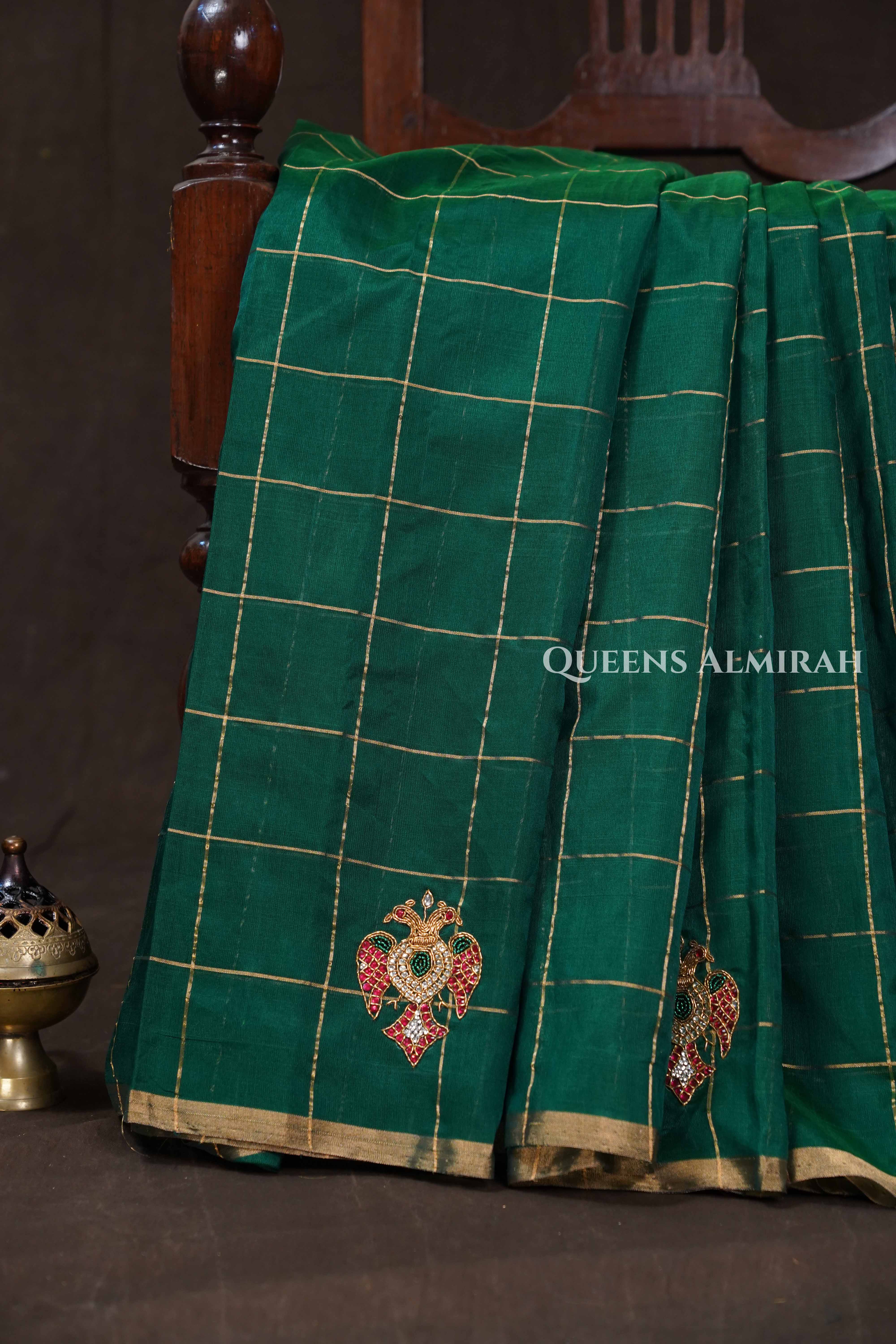 Green Ganda Berunda Pure Chanderi Silk Saree
