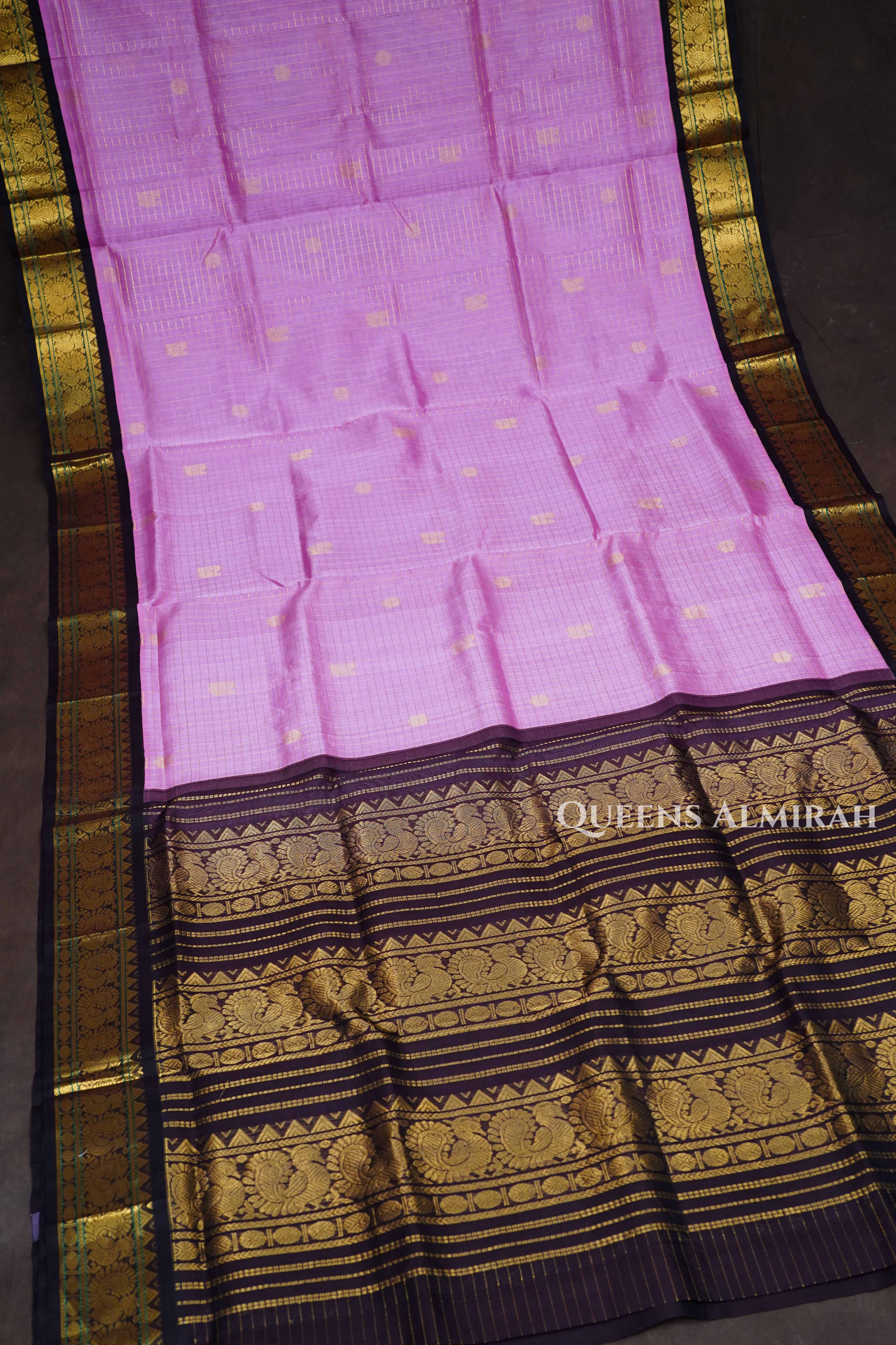 Rose Milk With Cocoa Bean Pure Silk Cotton Saree