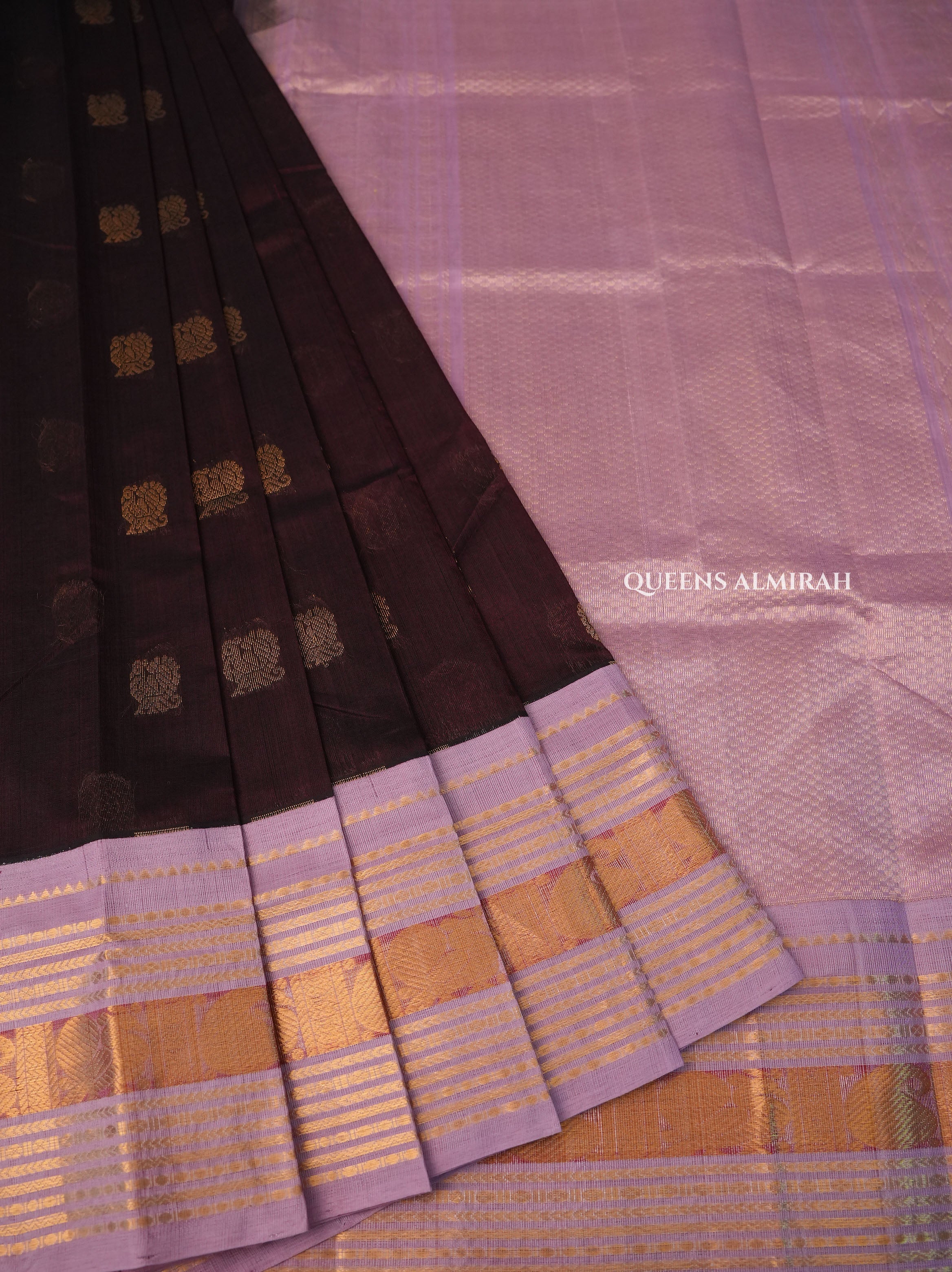 Coffee Brown With Onion Pink Pure Silk Cotton Saree