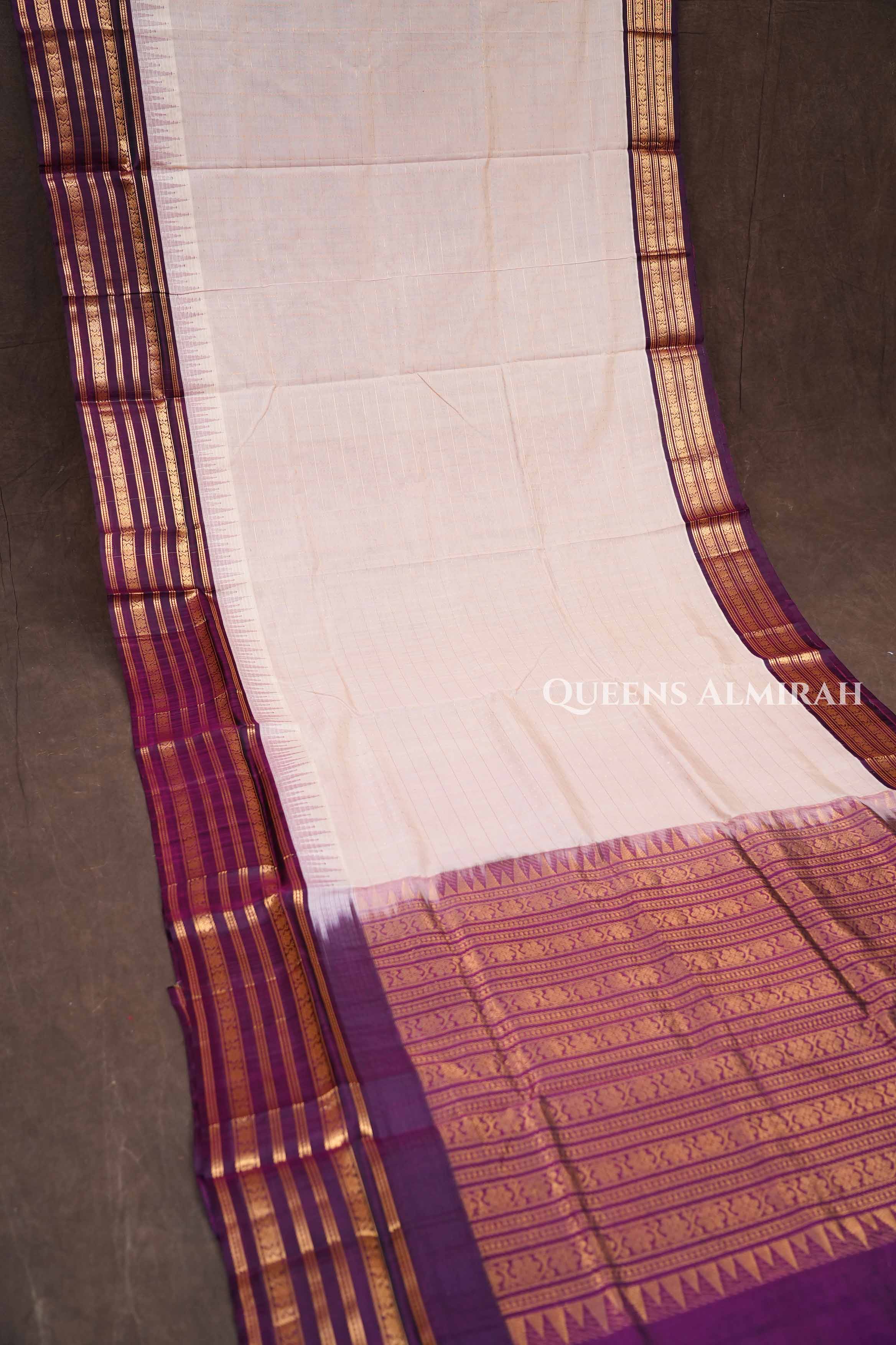 Lotus Pink With Purple Pure Kanchi Silk Cotton Saree