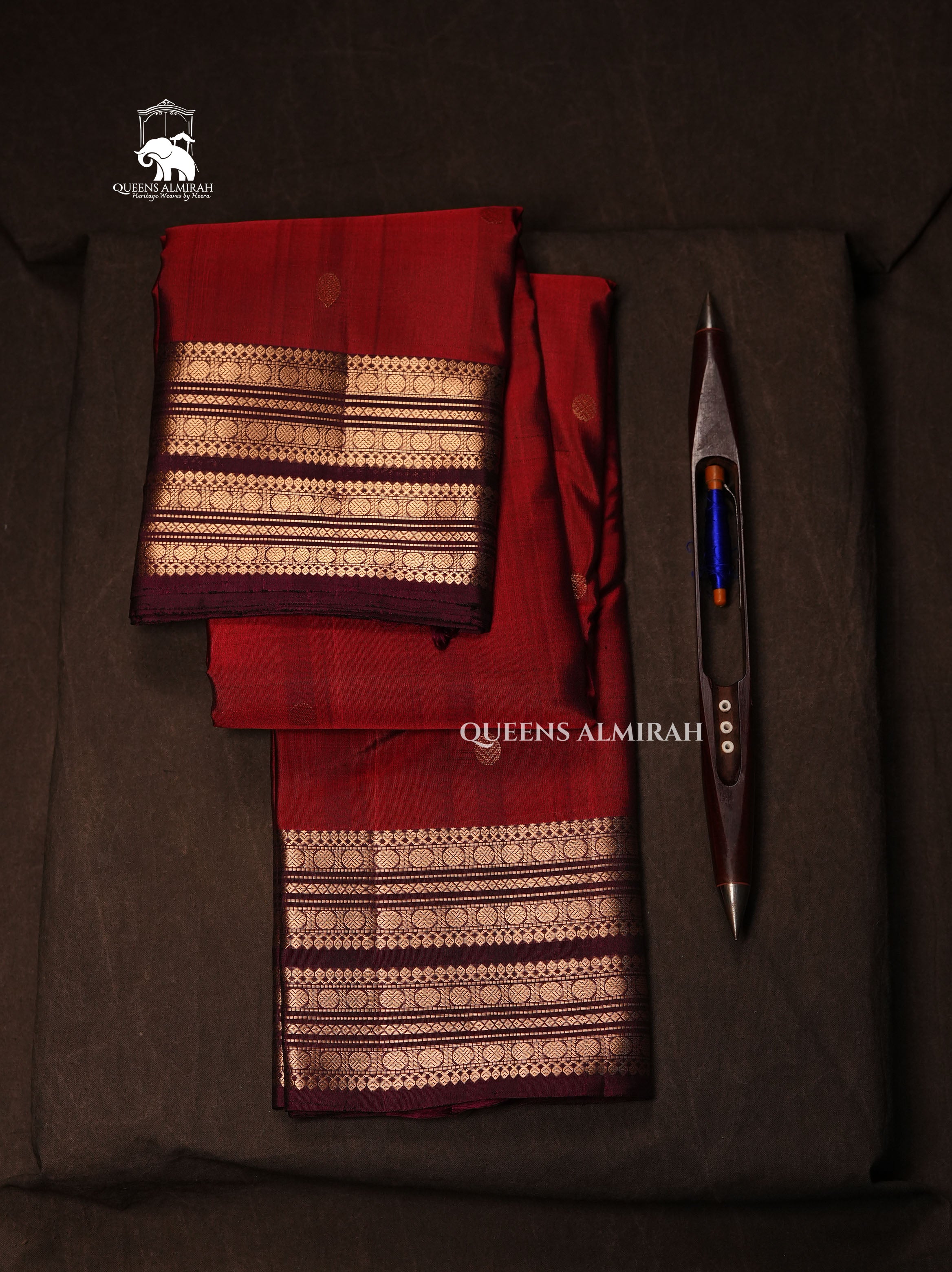 Brick Red With Maroon Pure Kanchivaram Silk Saree