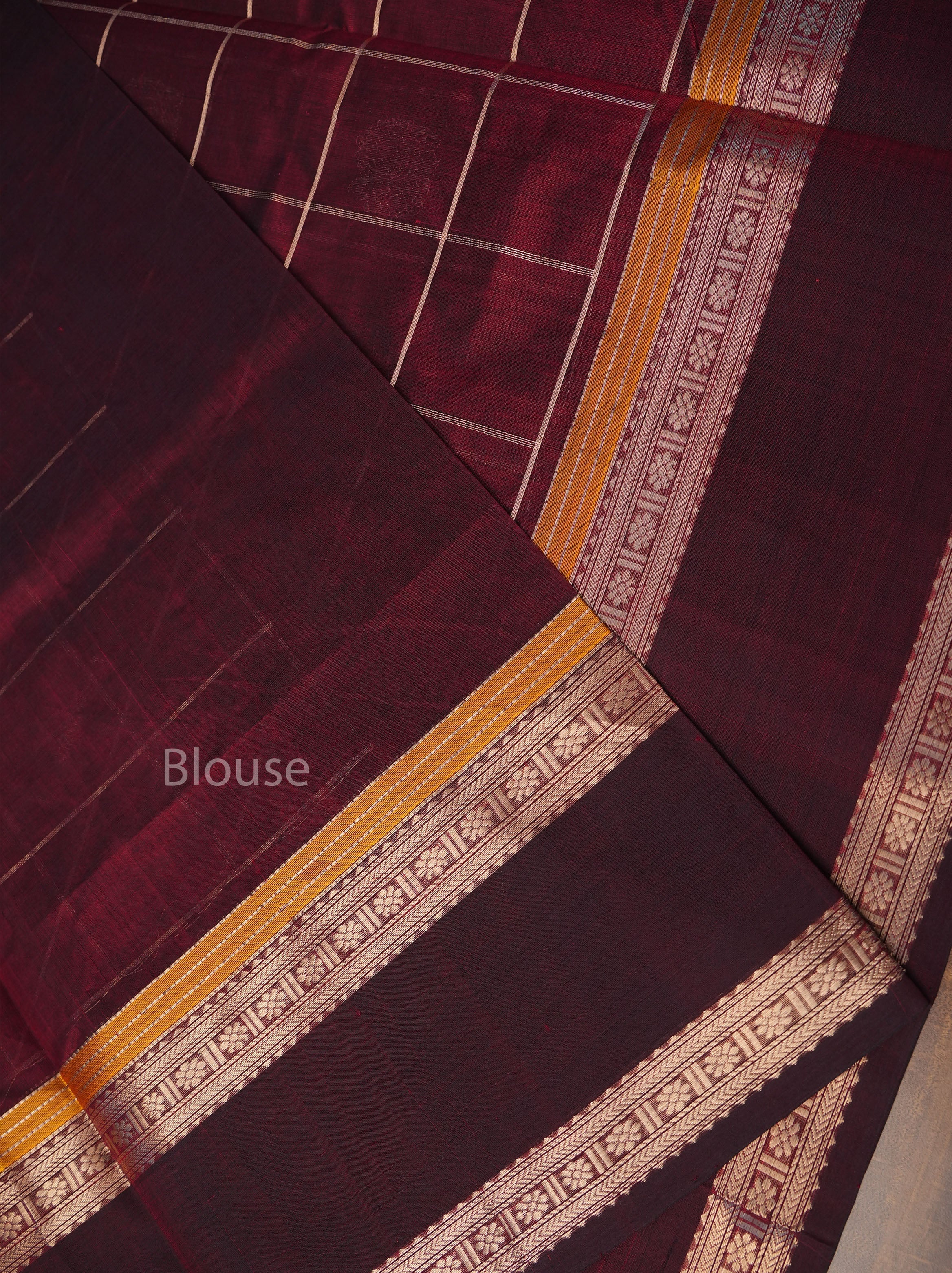 Dark Maroon Chettinad Silk Cotton Saree