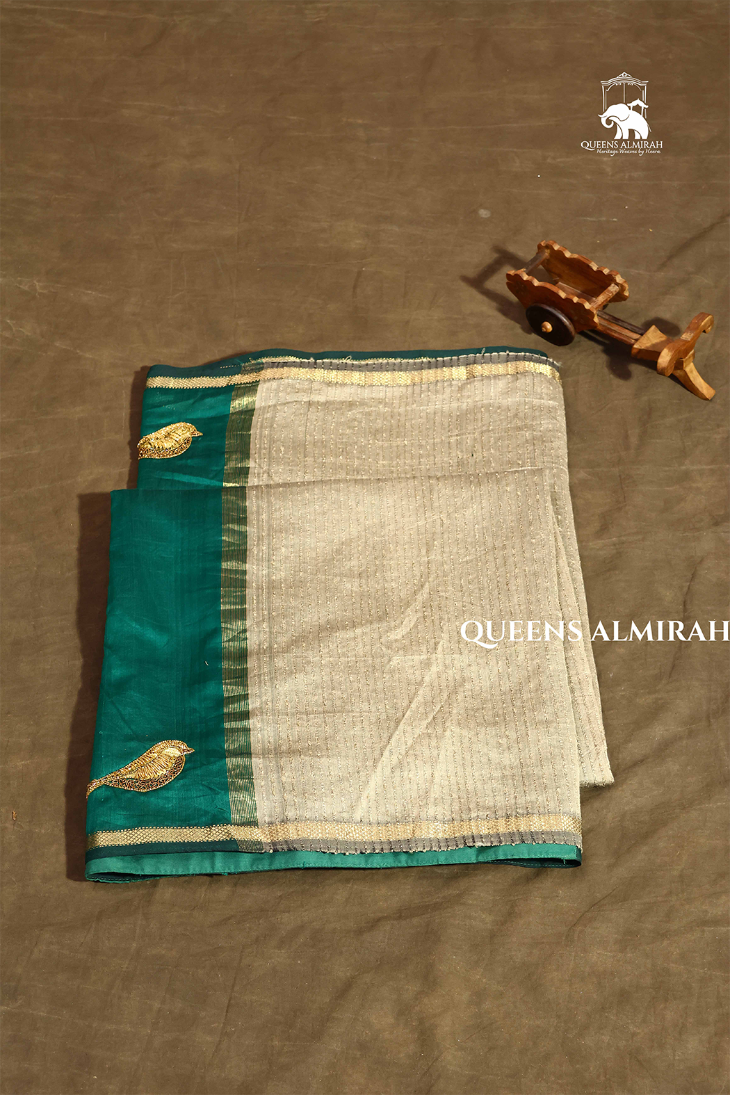 Emerald Green Singara Chittu Handloom Maheshwari Silk Cotton Saree
