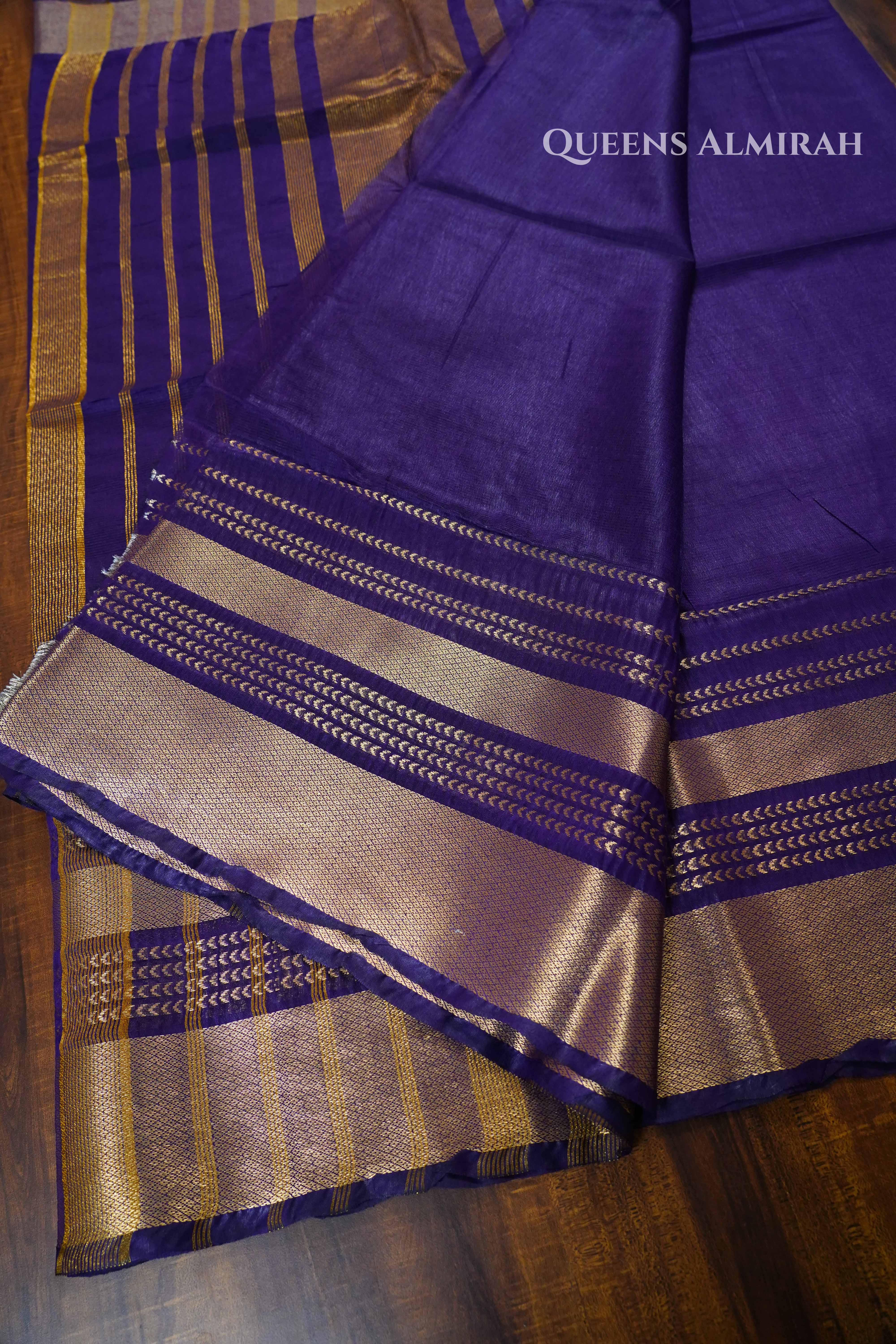 Royal Purple Maheshwari saree QUEENS ALMIRAH