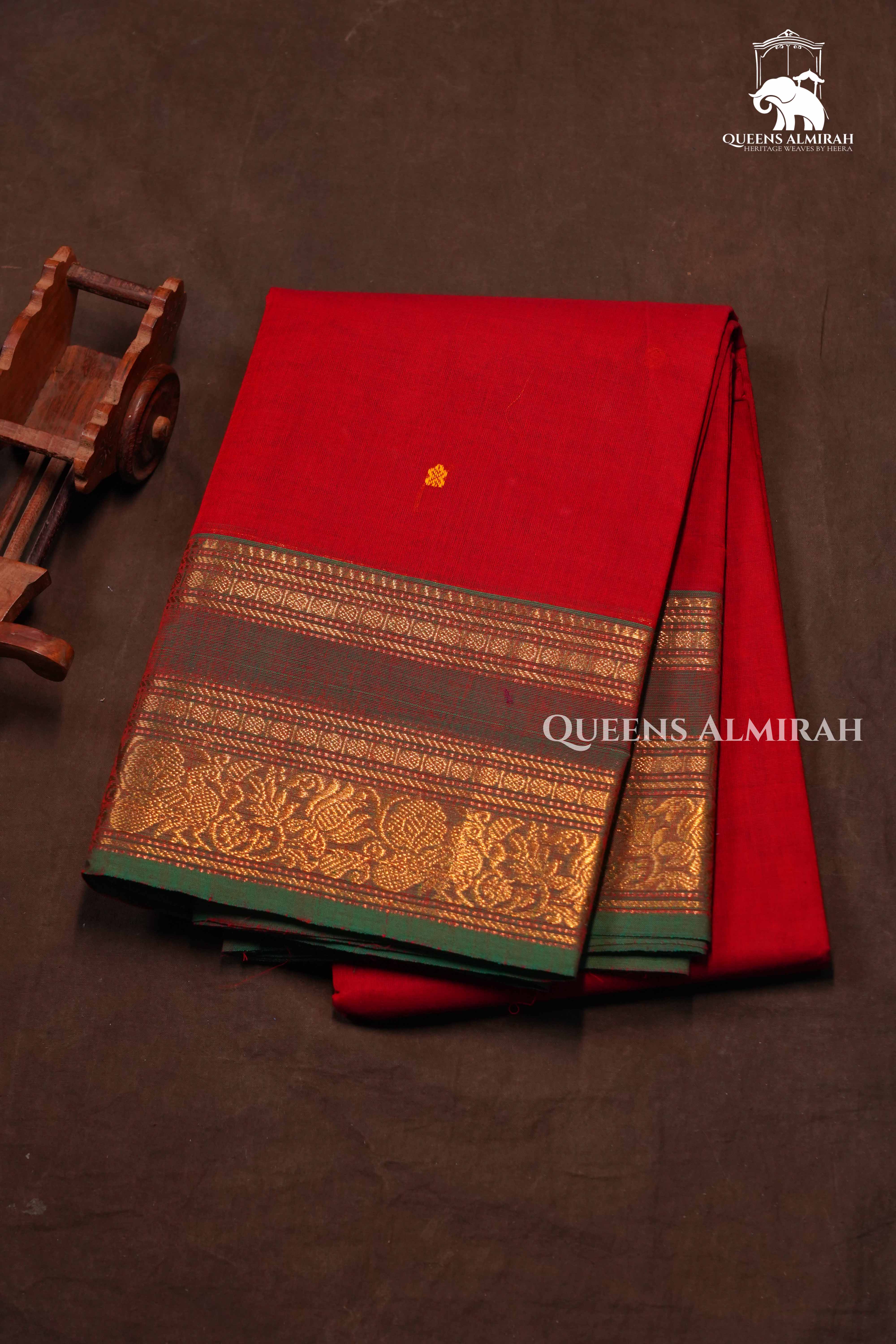 Red Kanchi Cotton Saree
