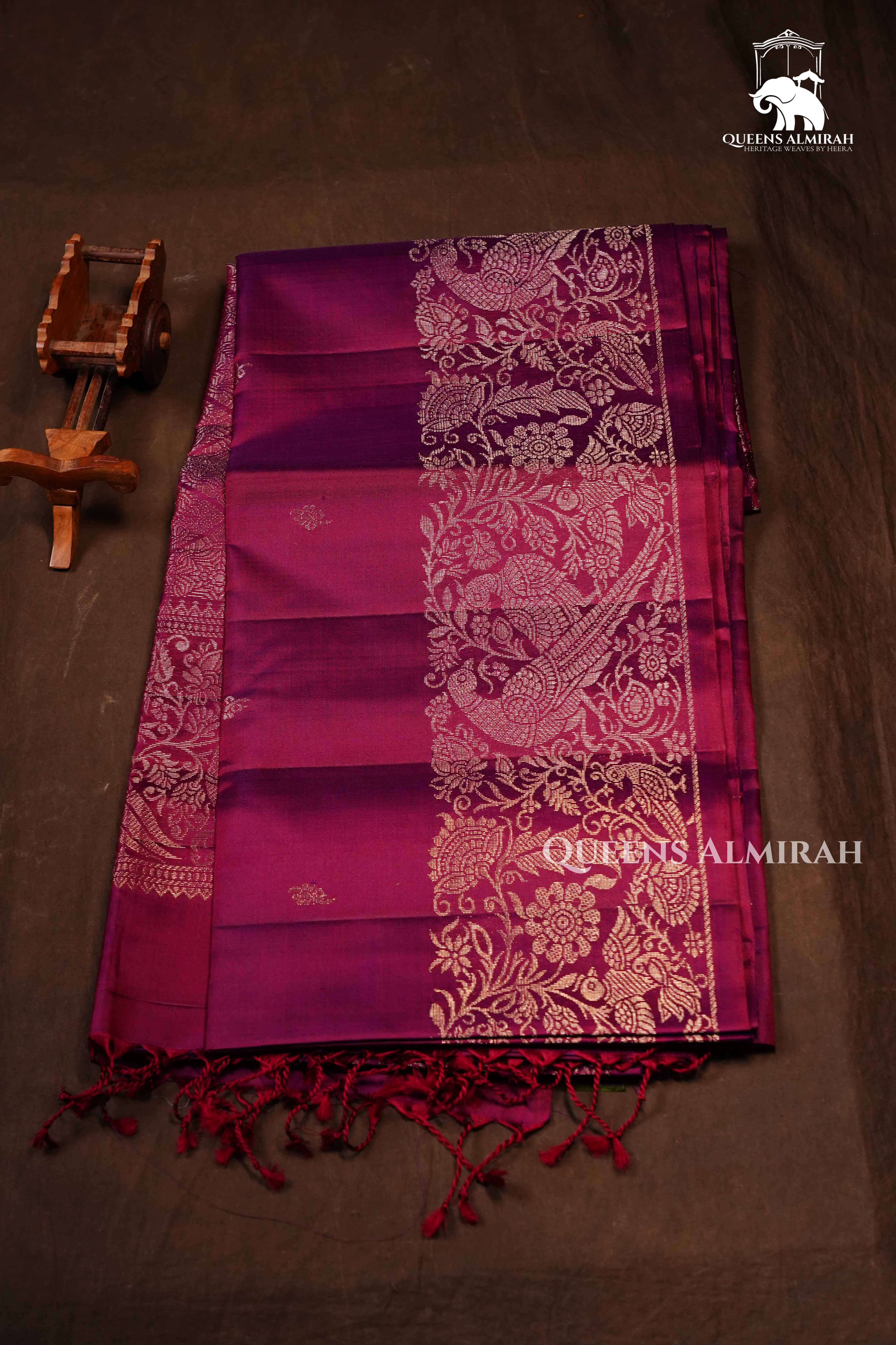 Mulberry Purple Pure Soft Silk Saree