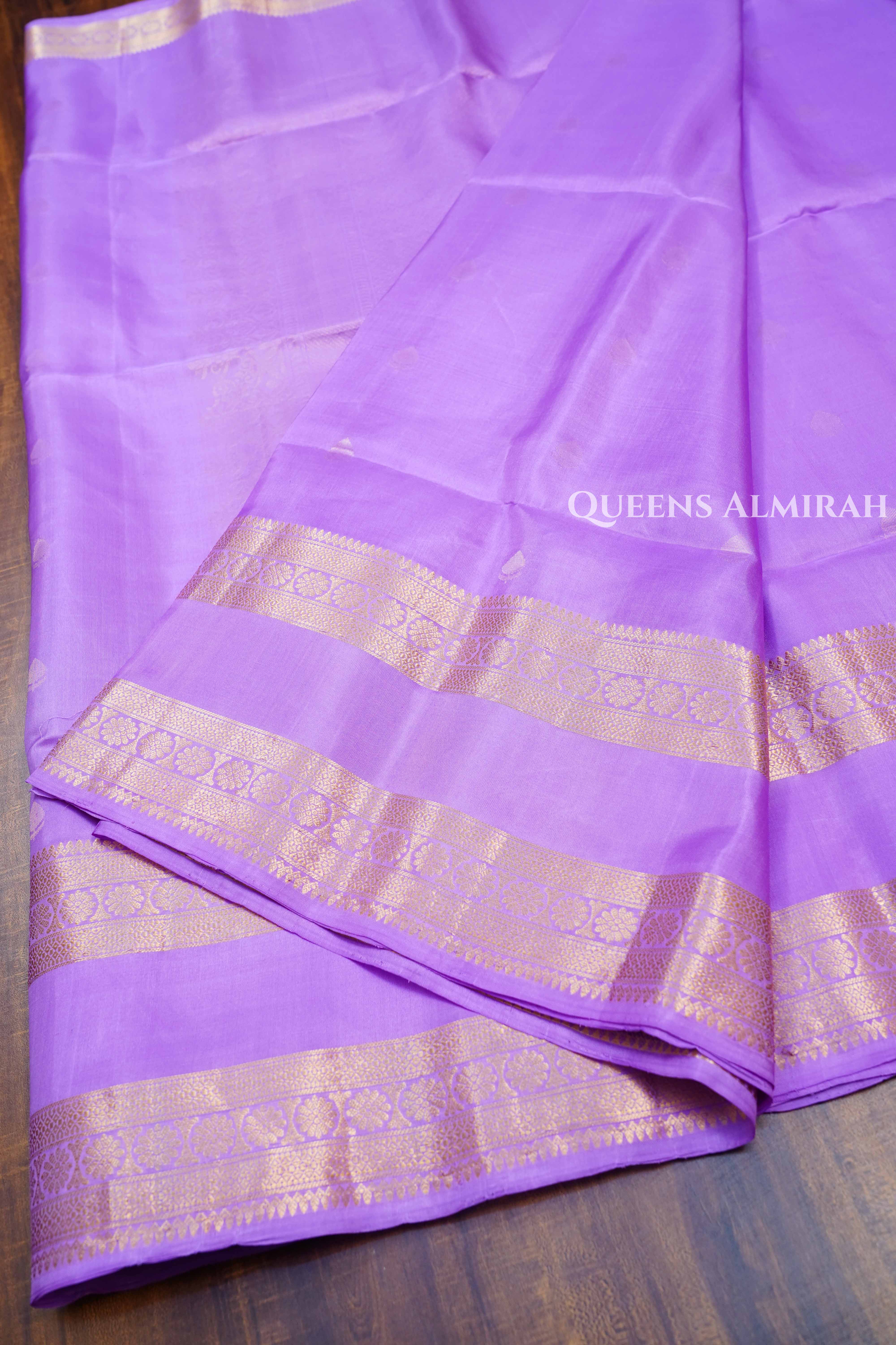Lilac Purple Pure Soft Silk Saree