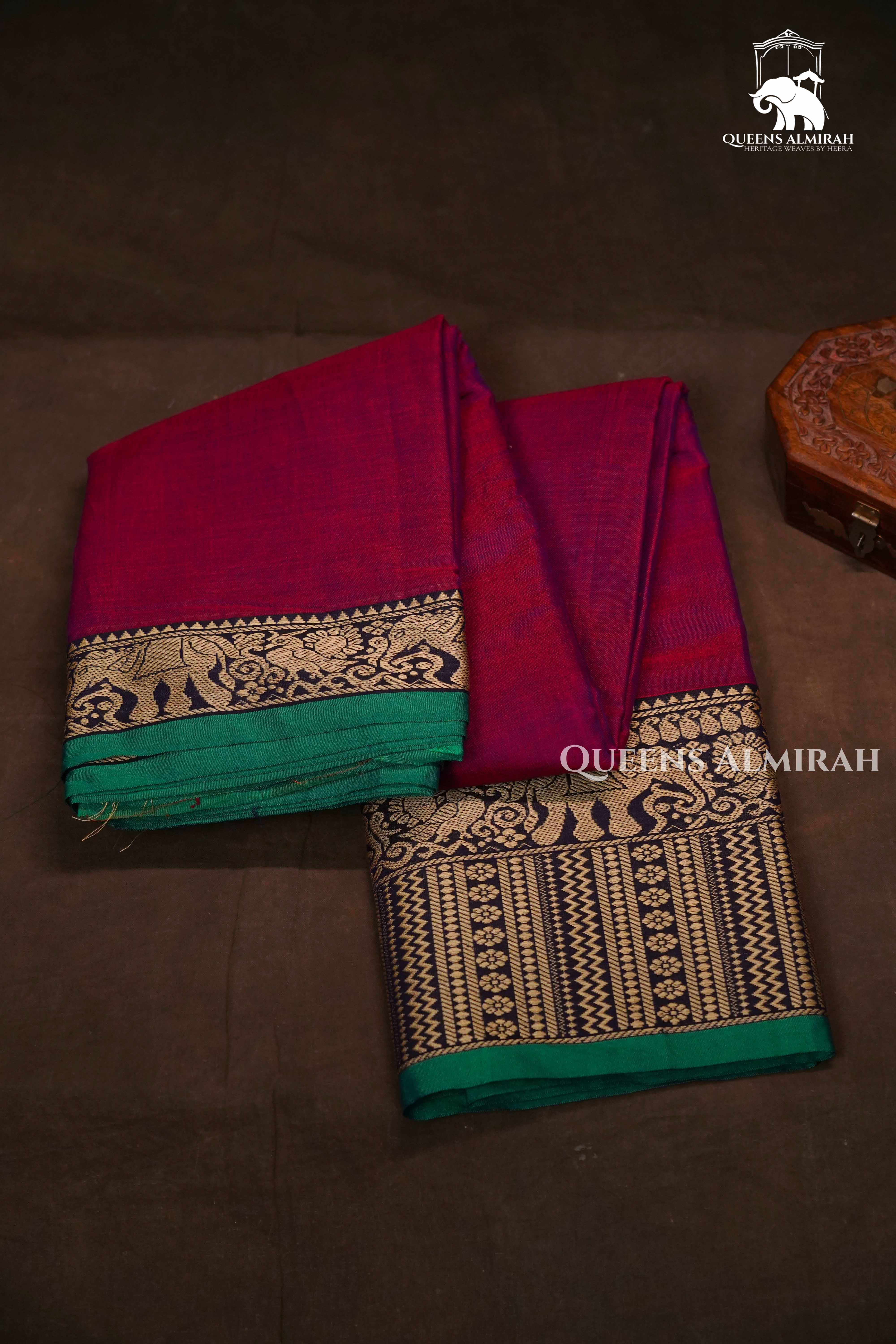 Red Wine Narayanpet Cotton Saree