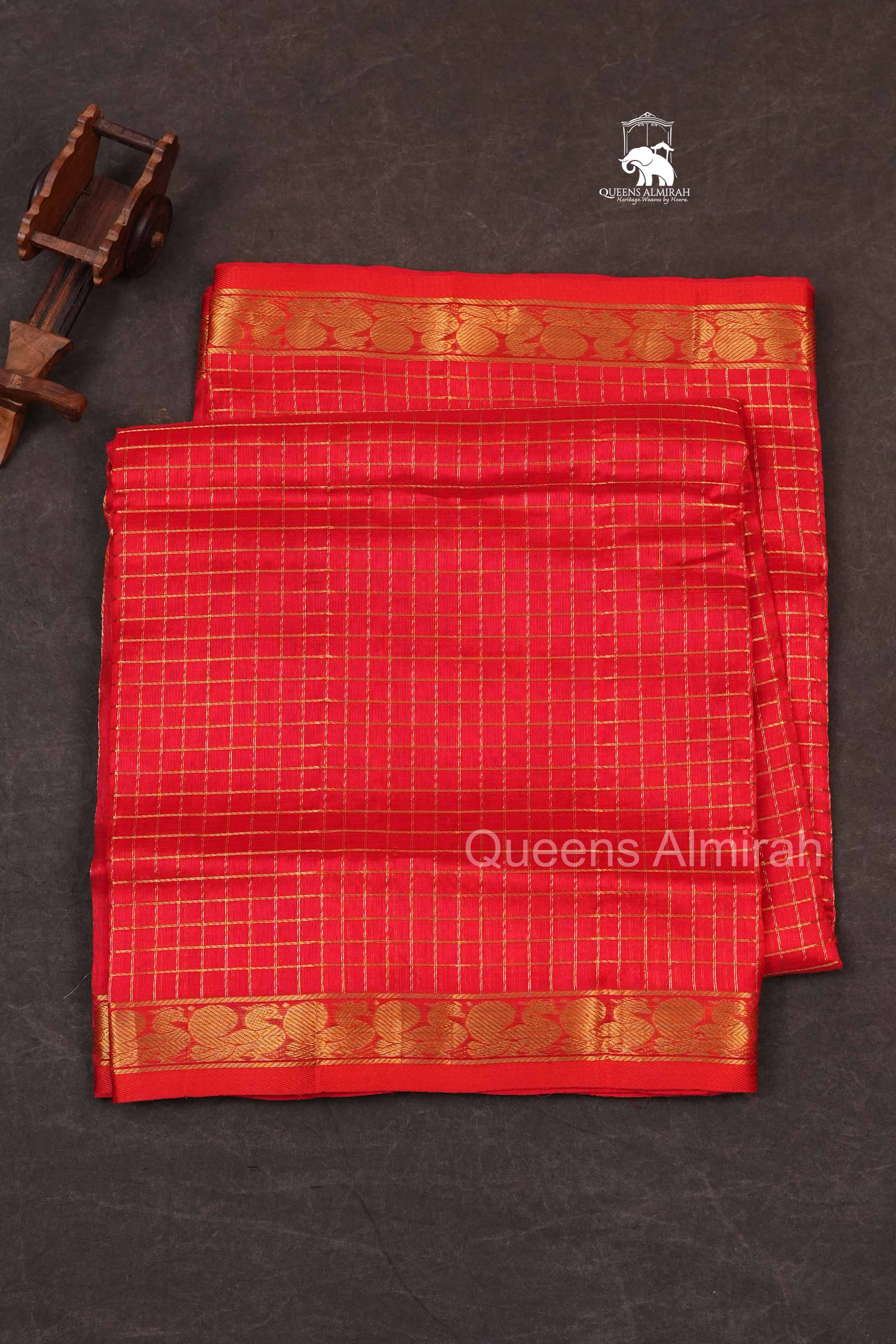 Red Pure Silk Cotton Saree